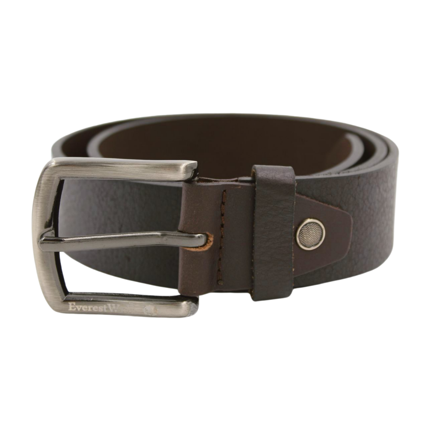EverestWolf Leather CoffeeBrown Belt with Silver Buckle