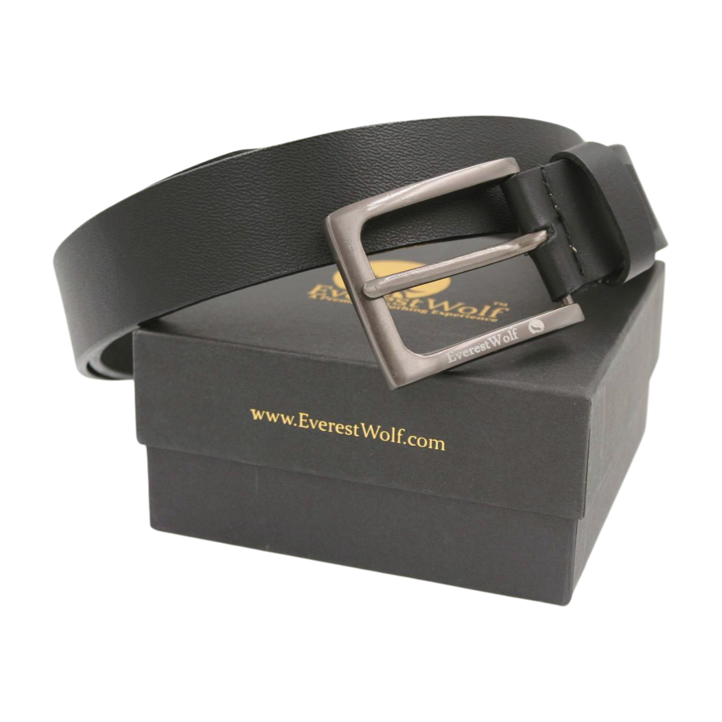 EverestWolf TrendTether Black Leather Belt with SilverMoon Buckle