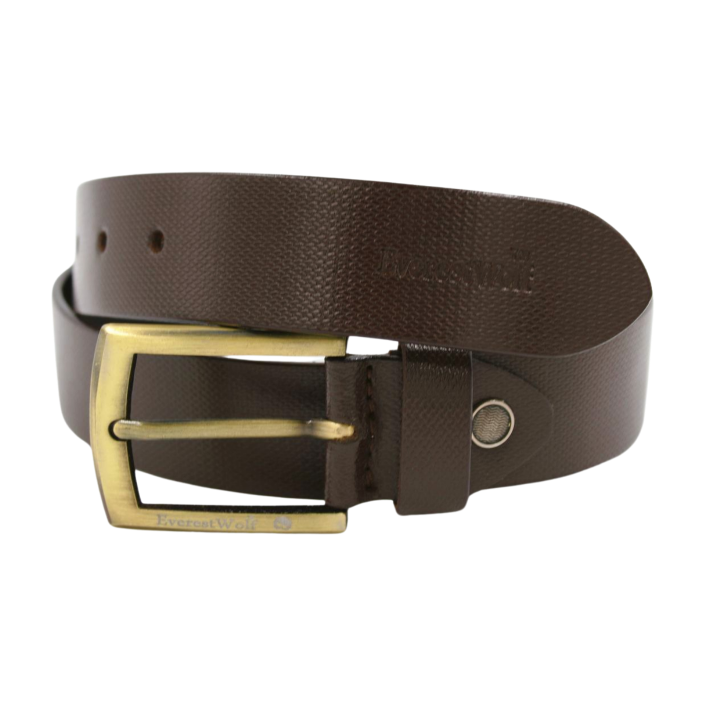 EverestWolf Lazerr Brown Leather Belt with Premium Golden Buckle