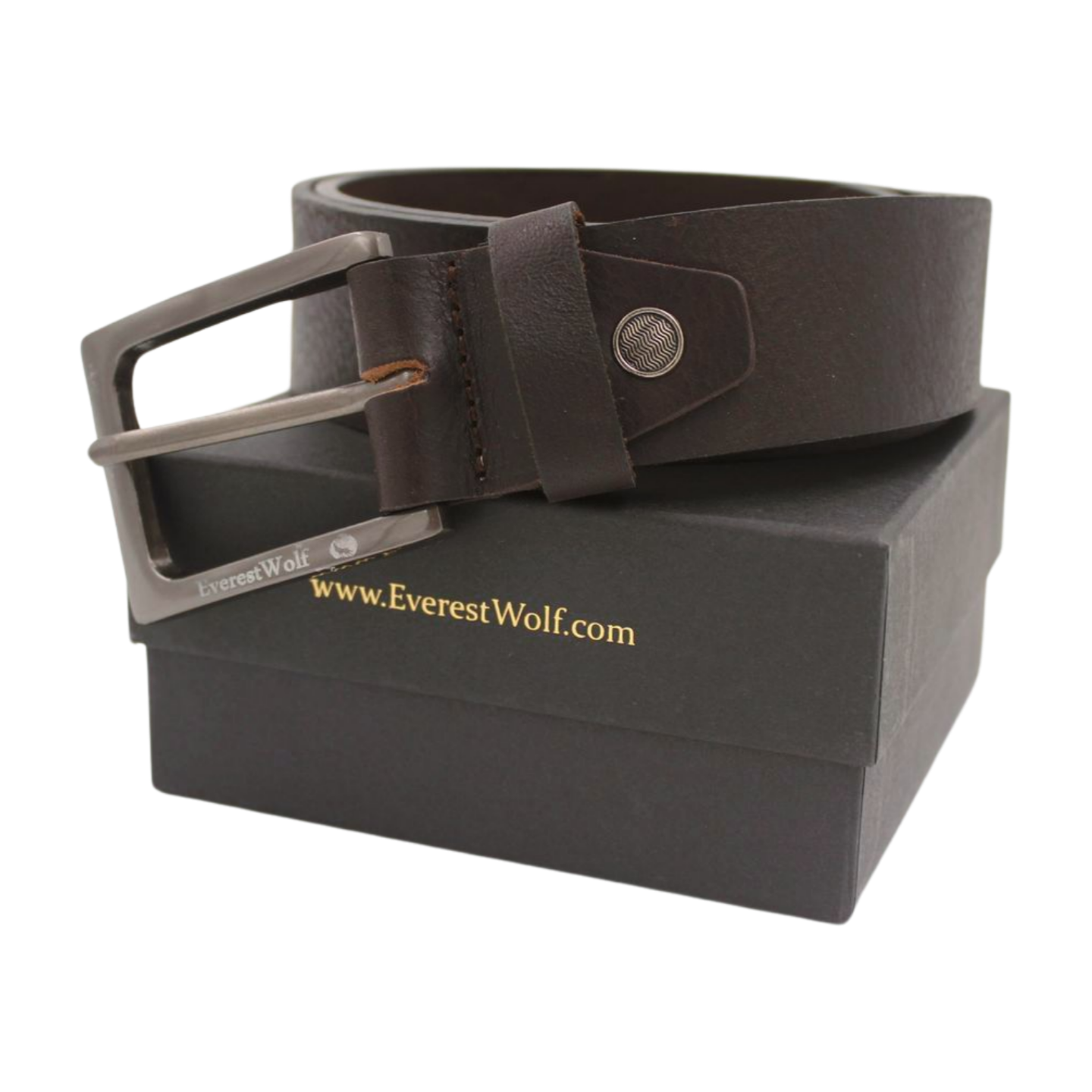 EverestWolf Epoch Designer Tan Leather Belt with Grey Buckle