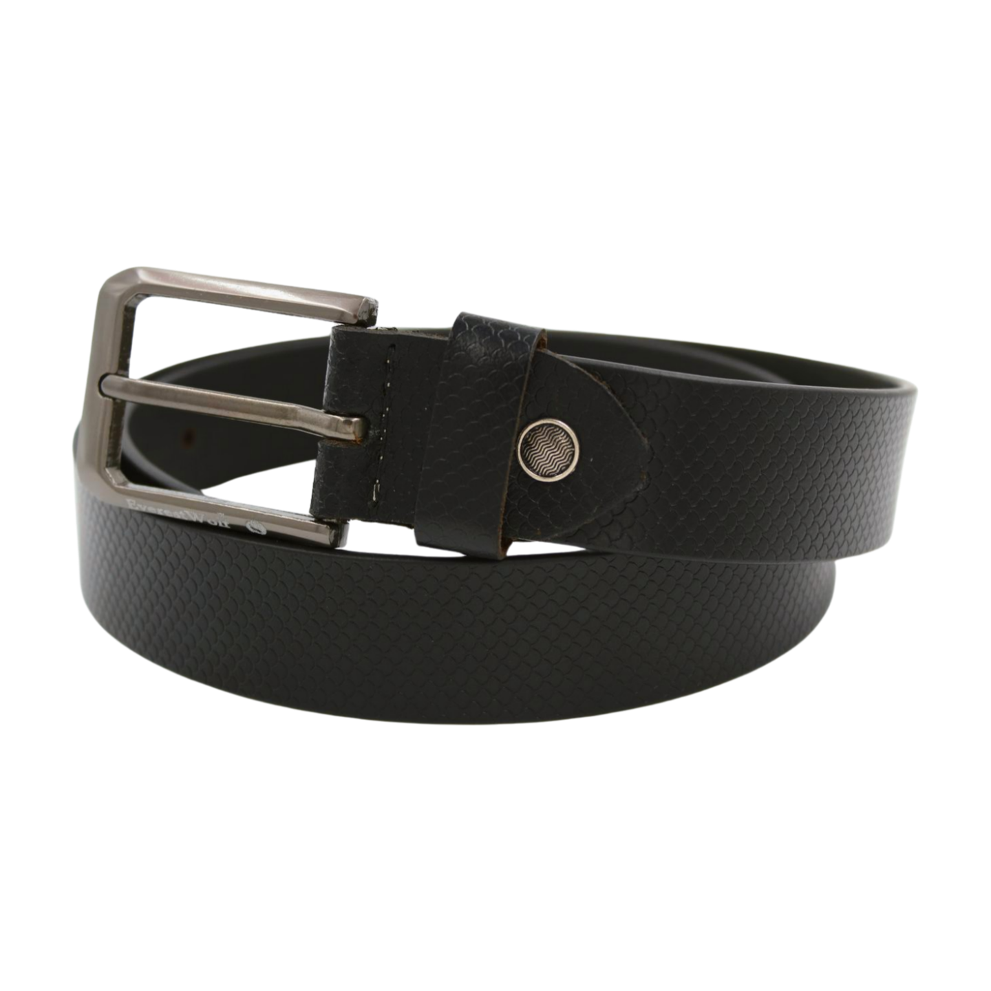 EverestWolf EleganTie Black Leather Belt with Silver Buckle