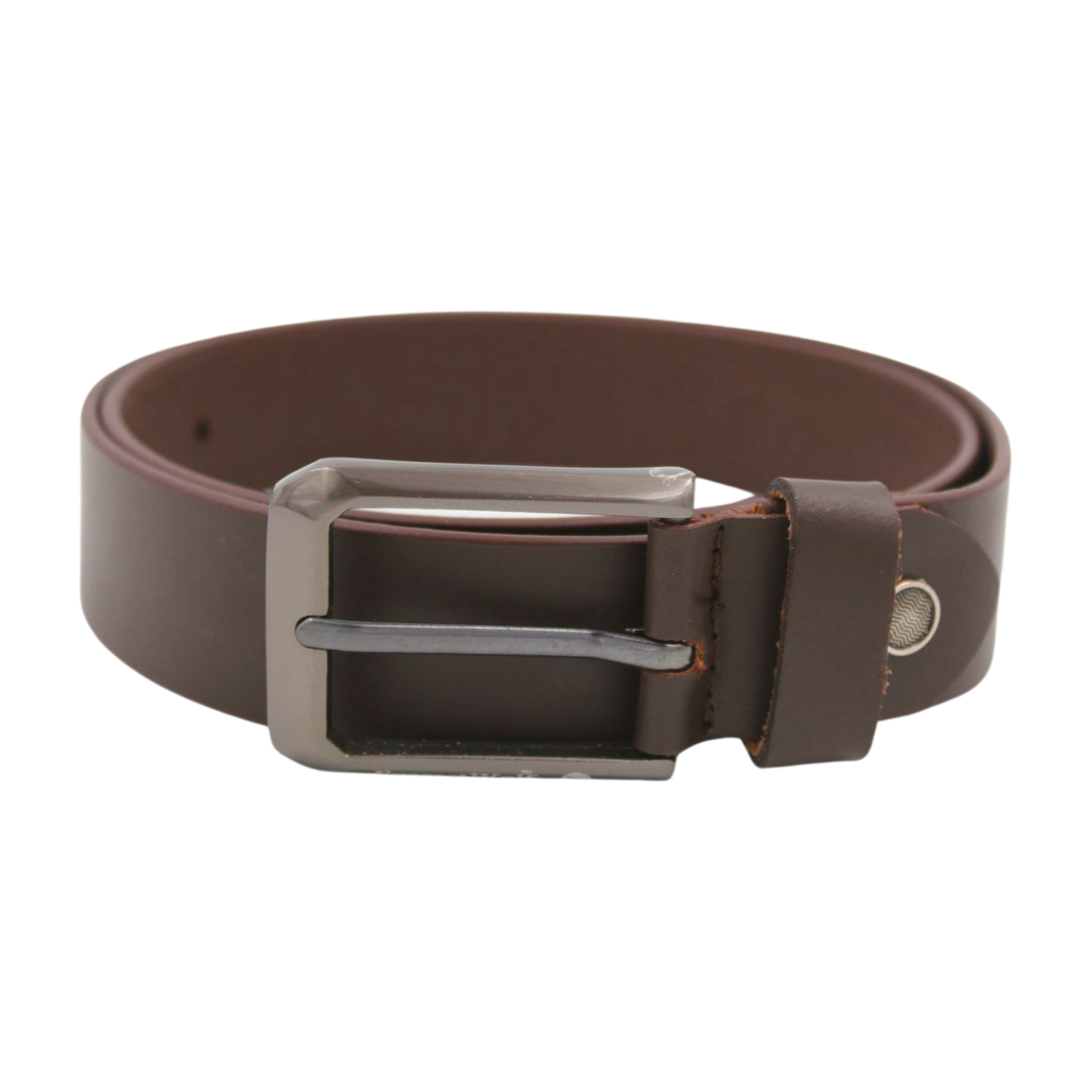 EverestWolf Luminary Brown Leather Belt with Grey Buckle