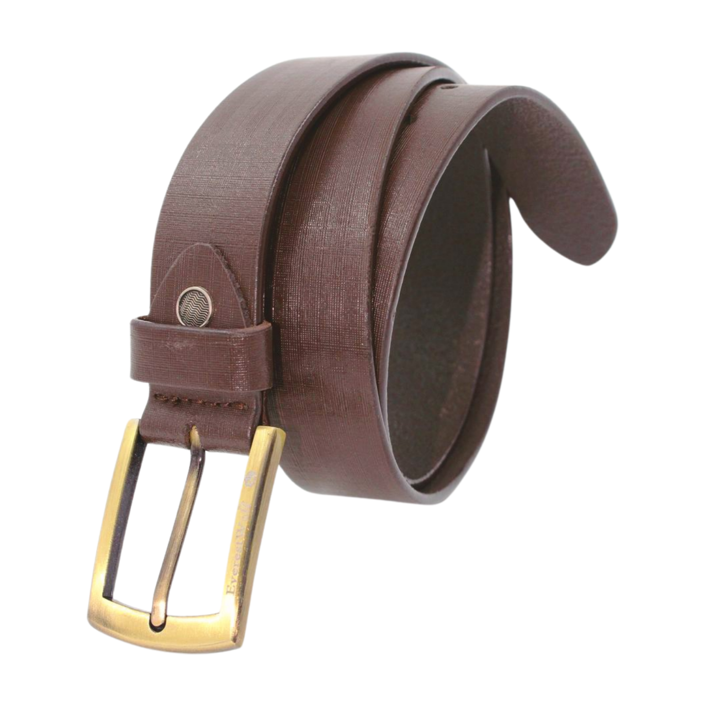 EverestWolf Empyrean Texture Brown Leather Belt with Golden Buckle