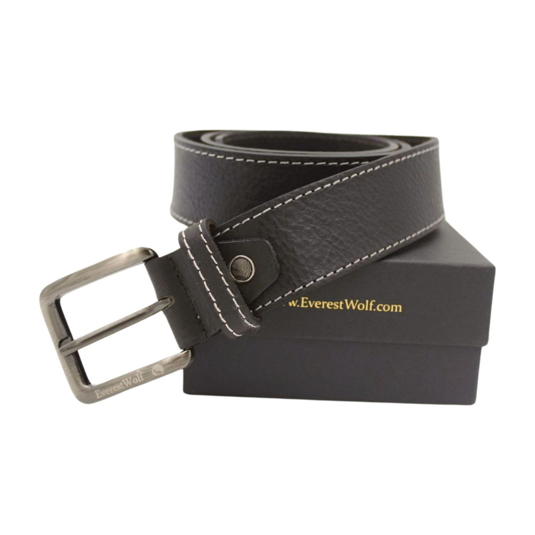 EverestWolf PureEclat Designer Leather Belt with Grey Buckle