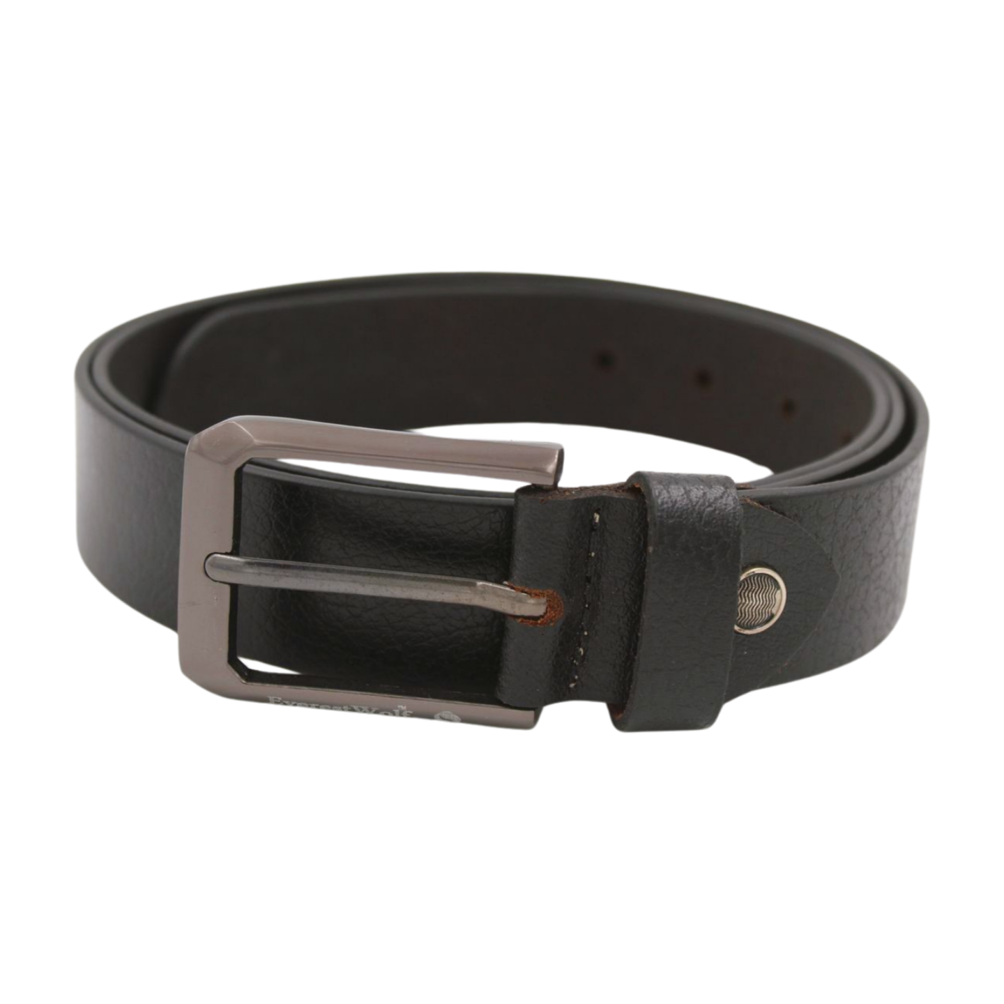 EverestWolf Zenith Designer Black Leather Belt with Grey Buckle