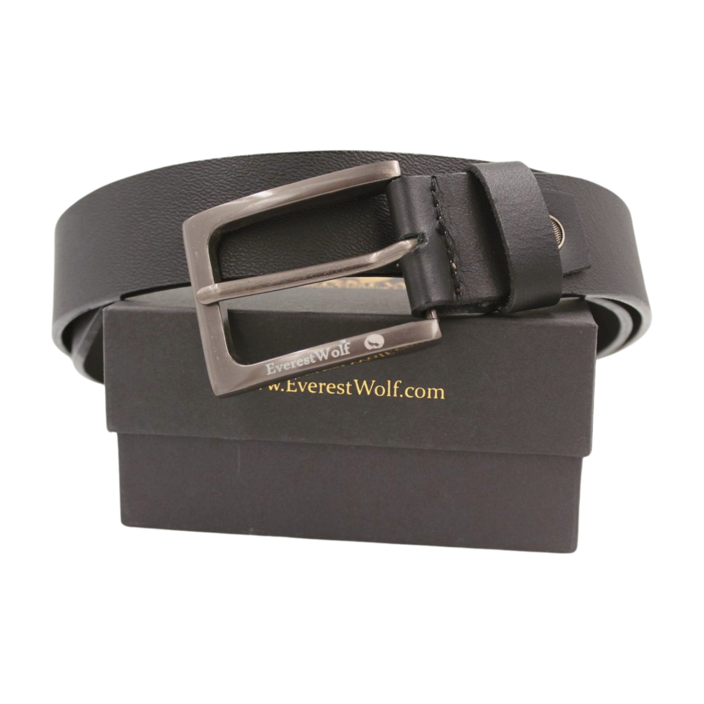 EverestWolf TrendTether Black Leather Belt with SilverMoon Buckle
