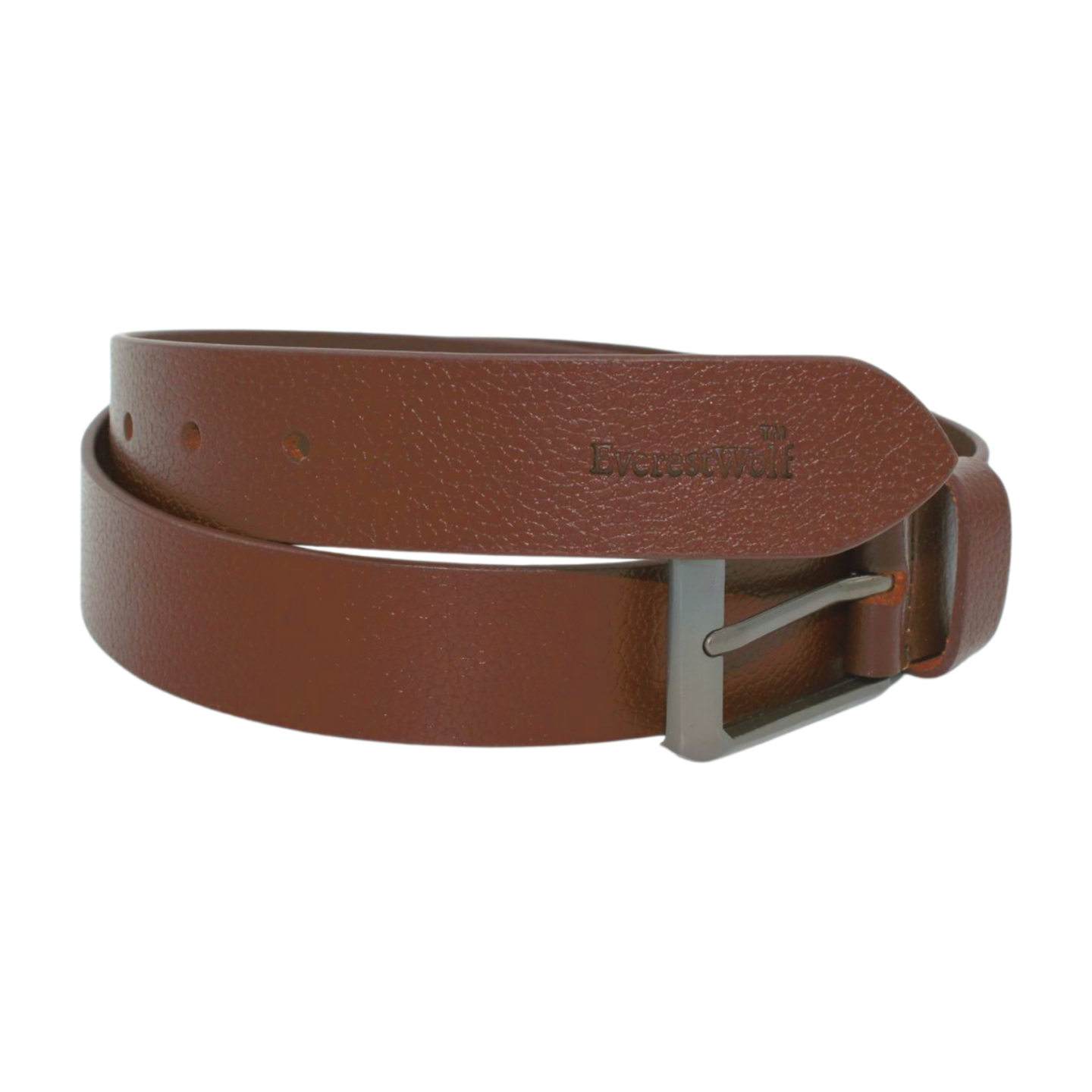 EverestWolf EnigmaBrown Texture Leather Belt with Midnight Gray Buckle