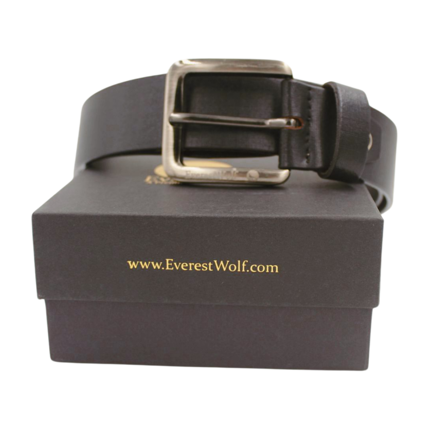 EverestWolf Opulent Textured Black Leather Belt with Grey Buckle