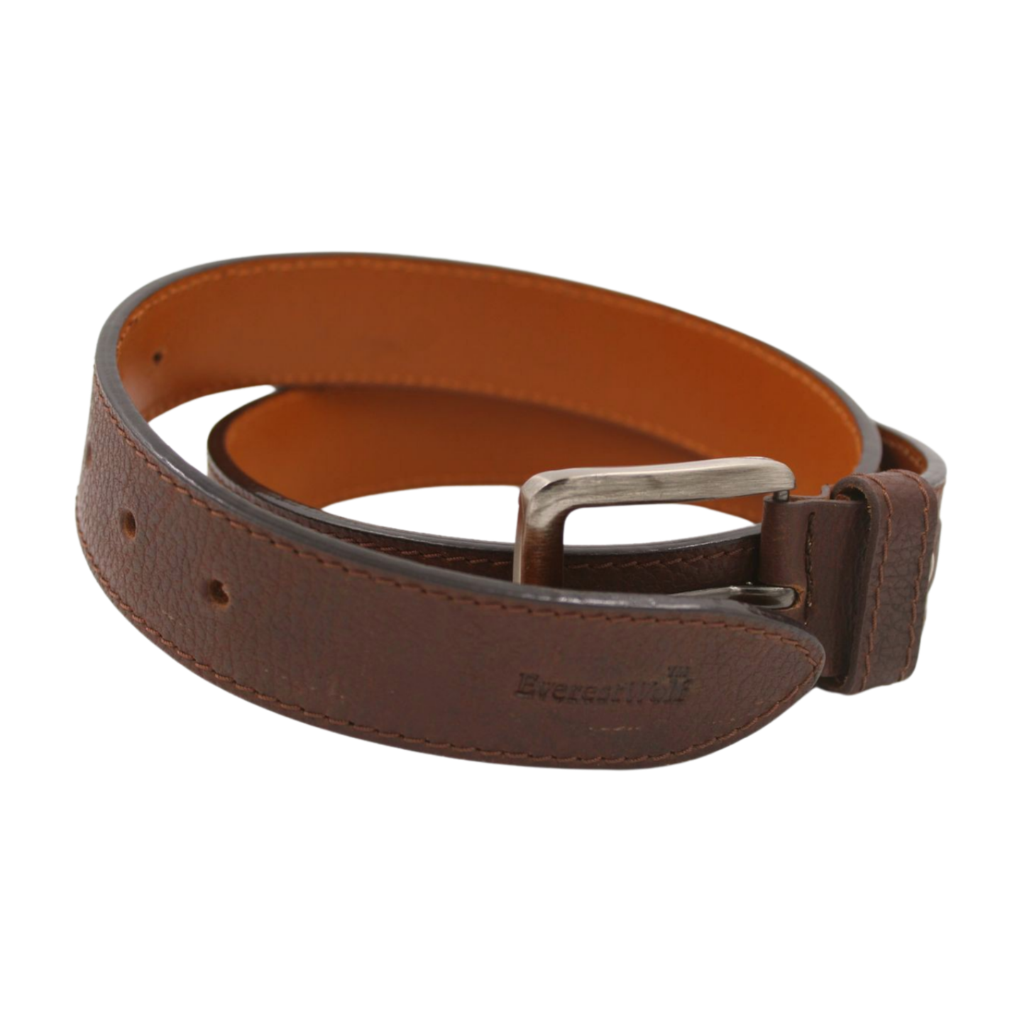 EverestWolf Pinnacle crafted Brown Leather Belt with Midnight silver Buckle