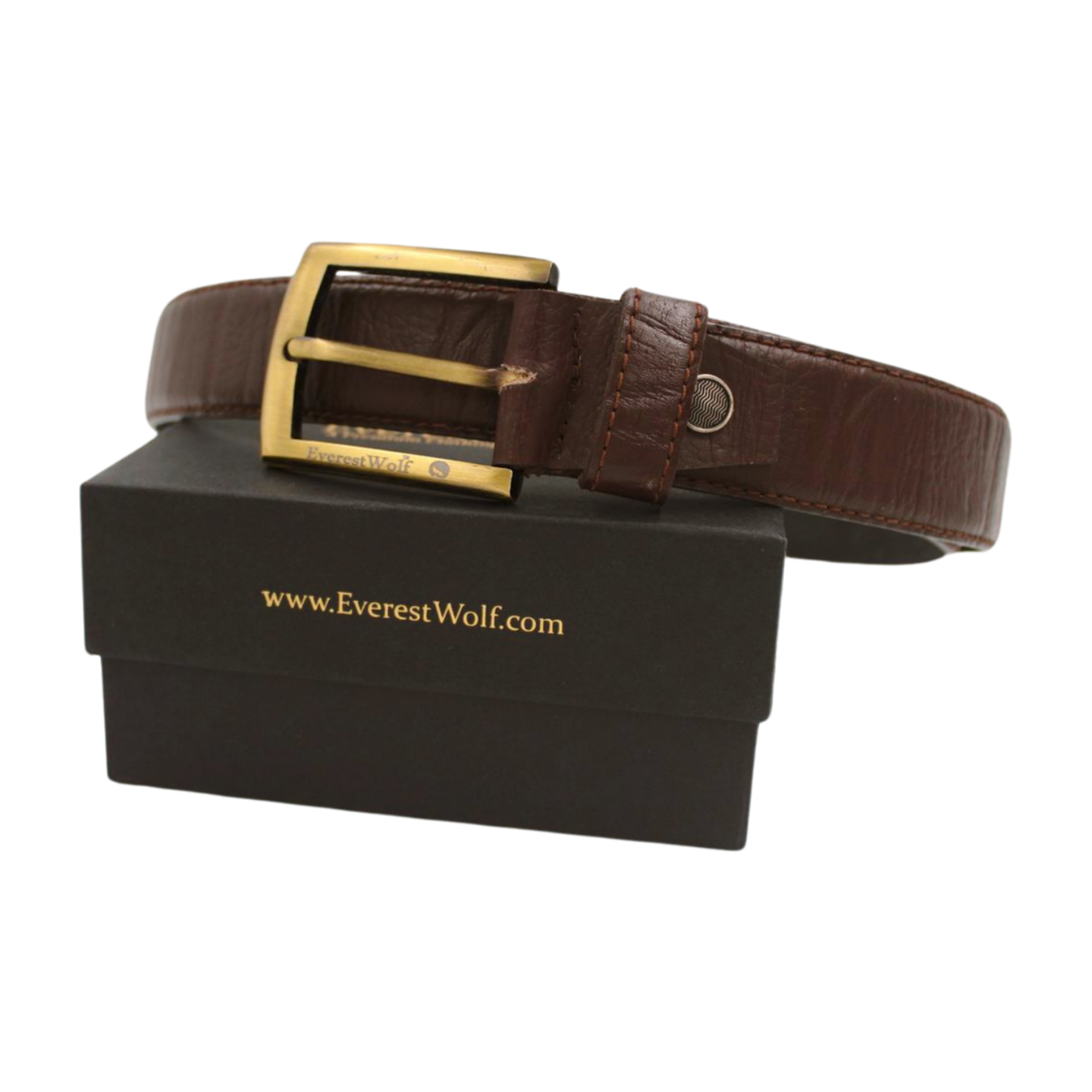 EverestWolf Sovereign Designer Leather Belt with Golden Buckle