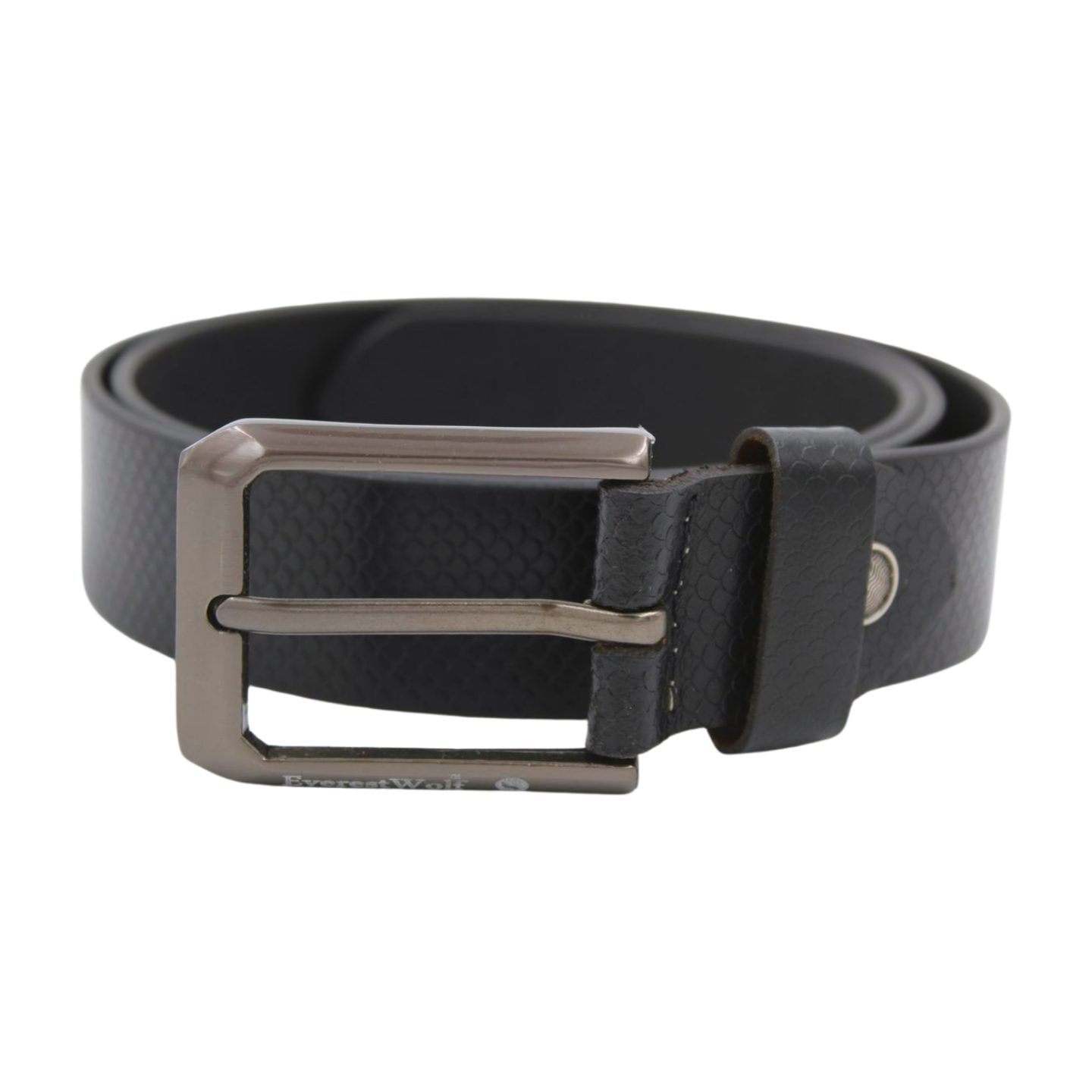 EverestWolf EleganTie Black Leather Belt with Silver Buckle