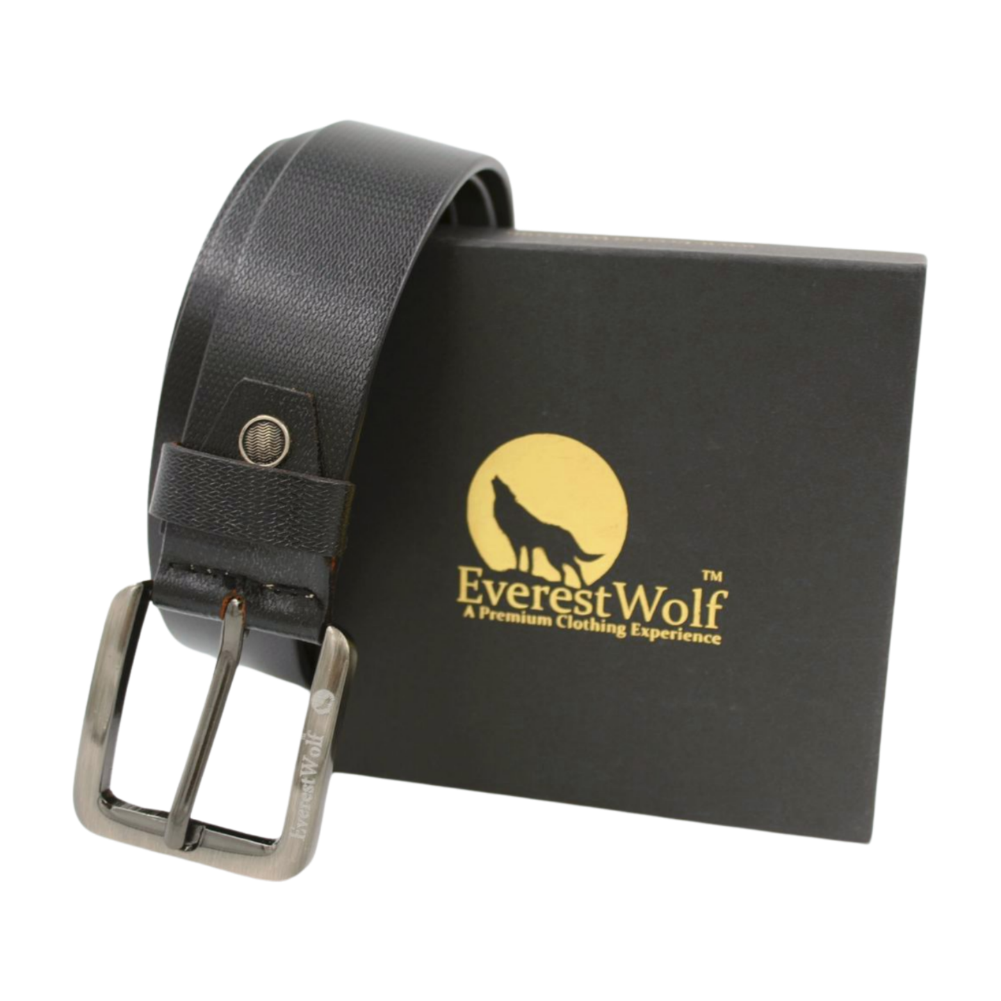 EverestWolf Inferno Leather Belt with Big Silver Buckle