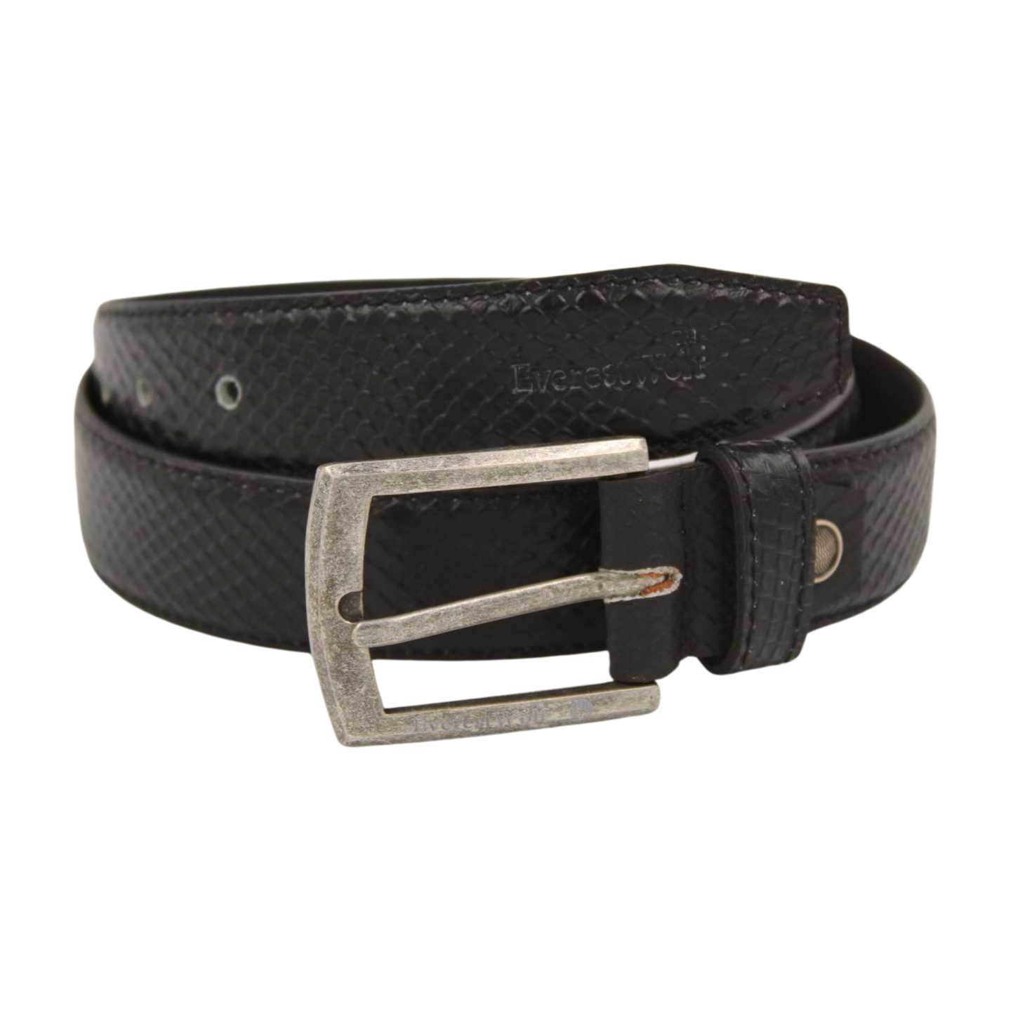EverestWolf BlackMamba designer Leather Belt with Silver Buckle