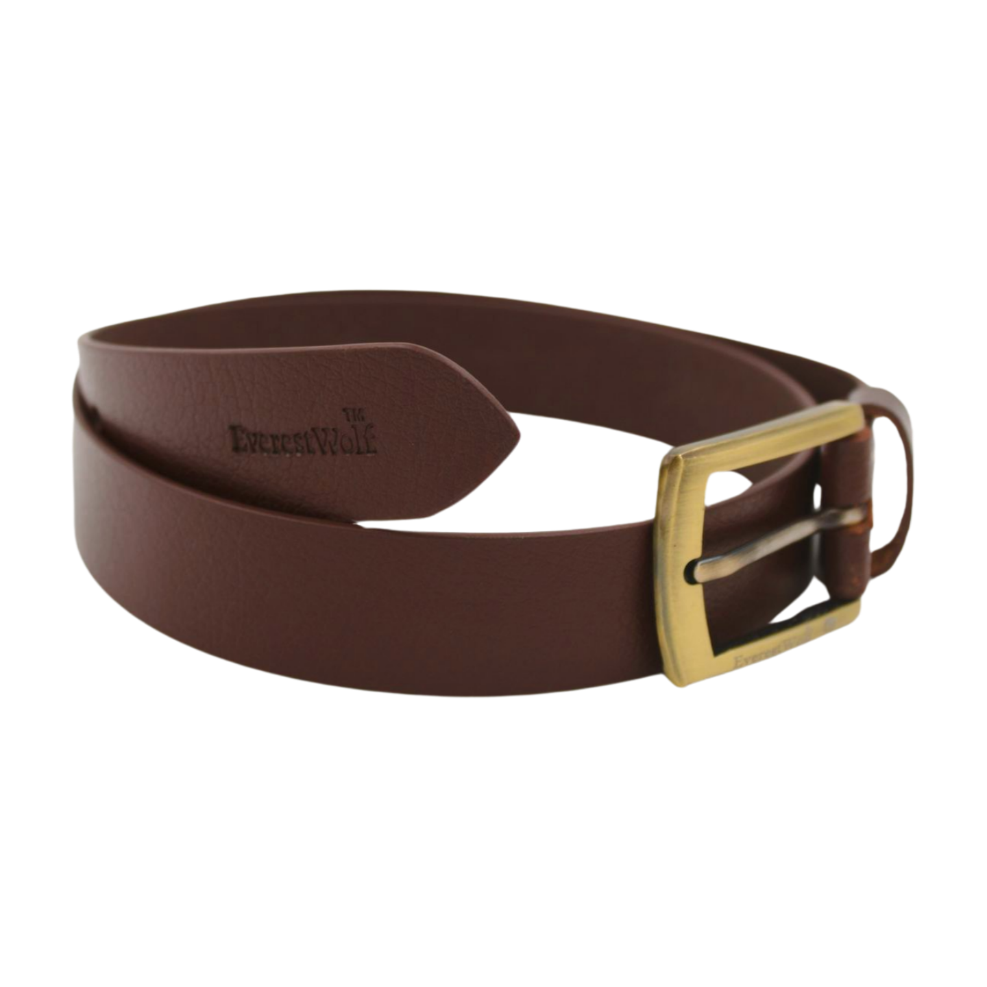 EverestWolf Grandeur snaky Brown Leather Belt with Golden Buckle