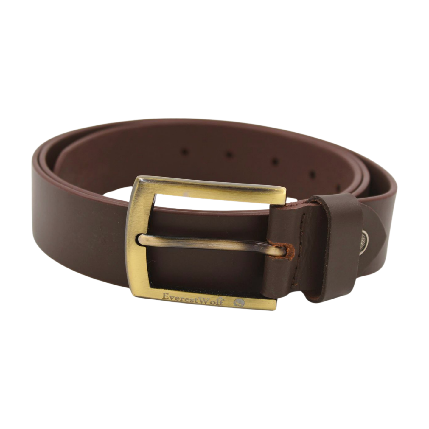 EverestWolf Paradigm Designer Brown Leather Belt with Golden Buckle