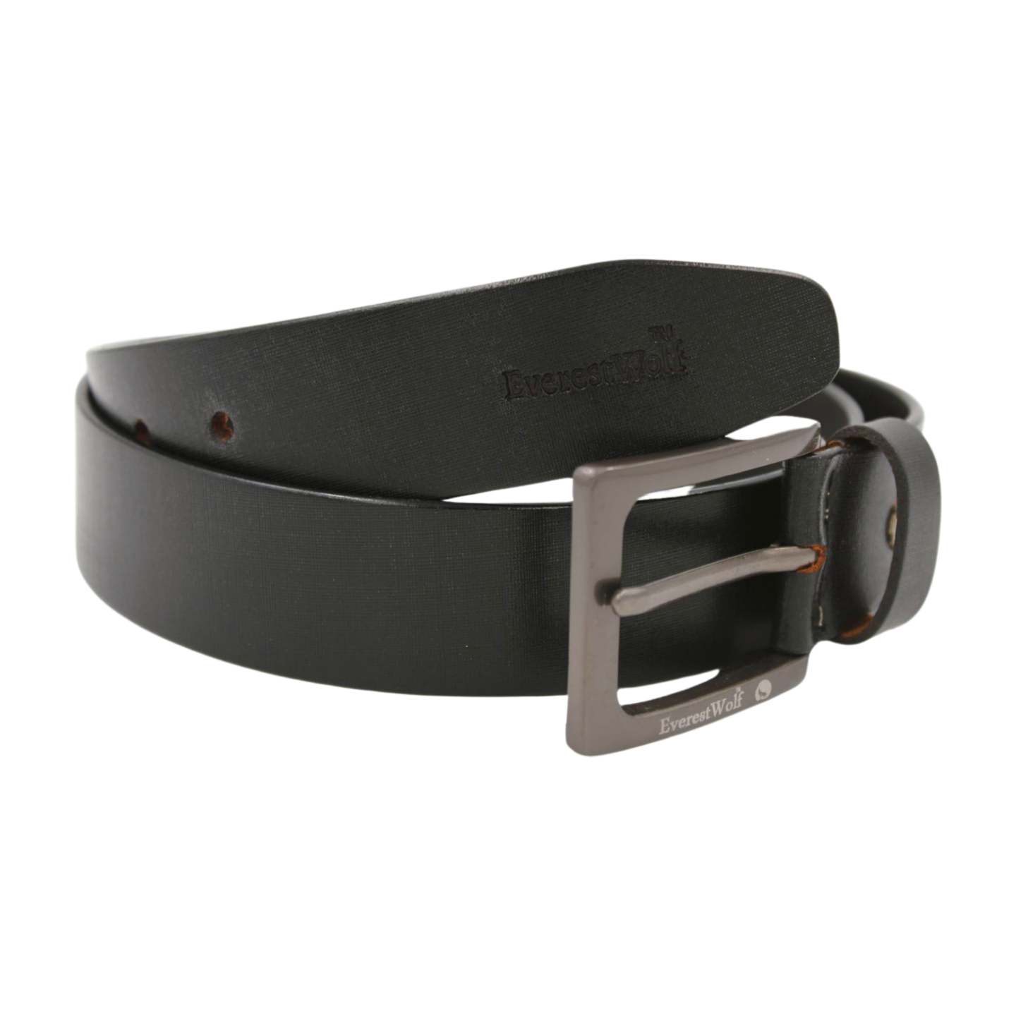 EverestWolf ClassicCinch textured Black Leather Belt with Gun Mattle Grey Buckle