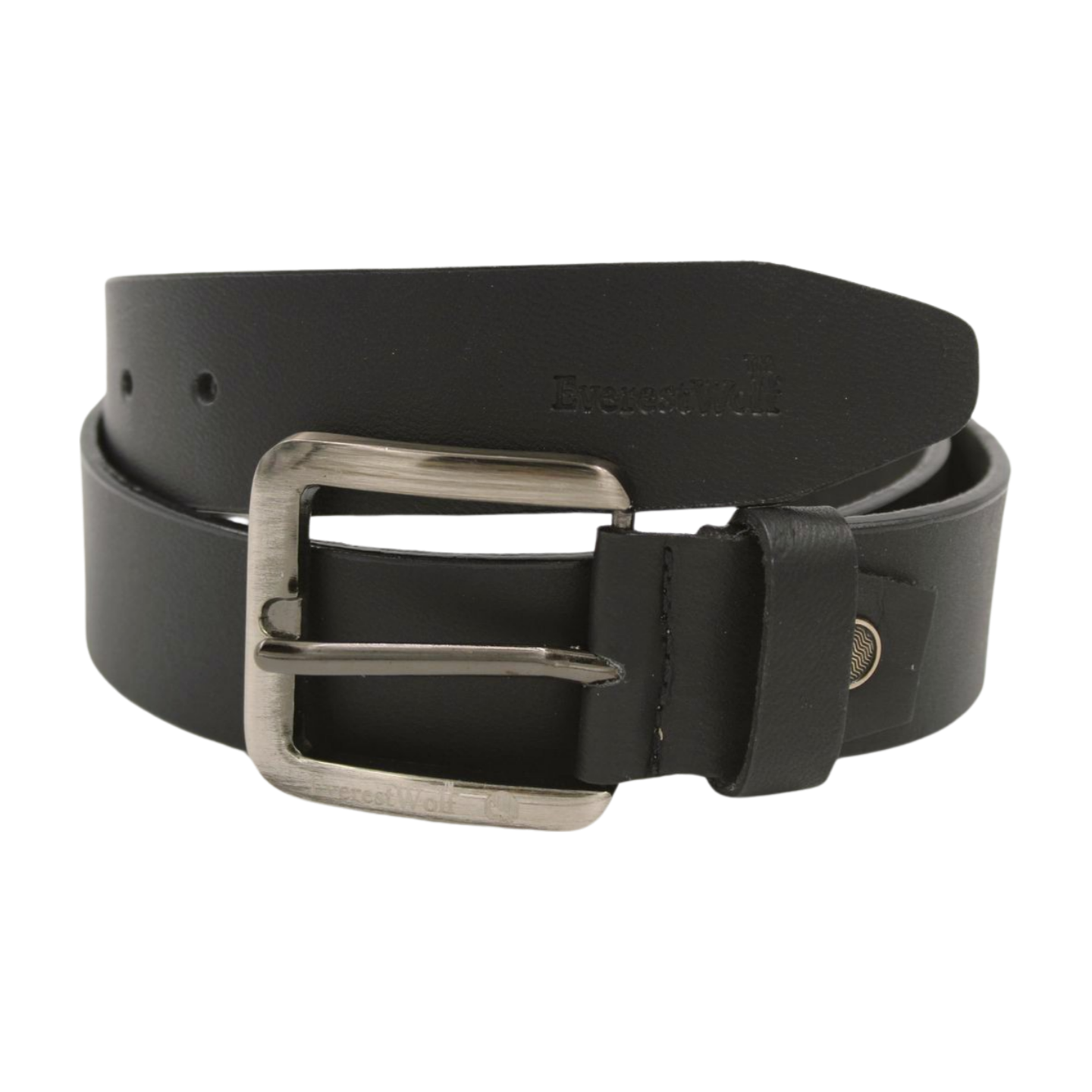EverestWolf Magnate Black Leather Belt with Silver-charm Buckle