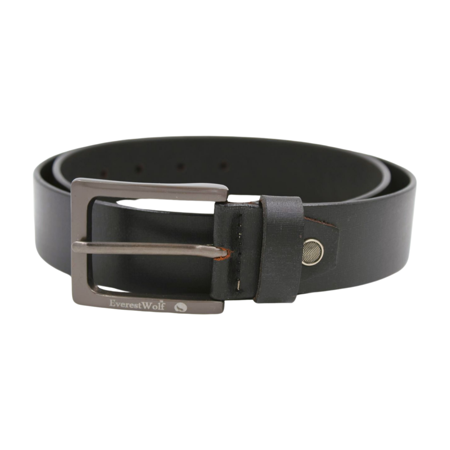 EverestWolf ClassicCinch textured Black Leather Belt with Gun Mattle Grey Buckle