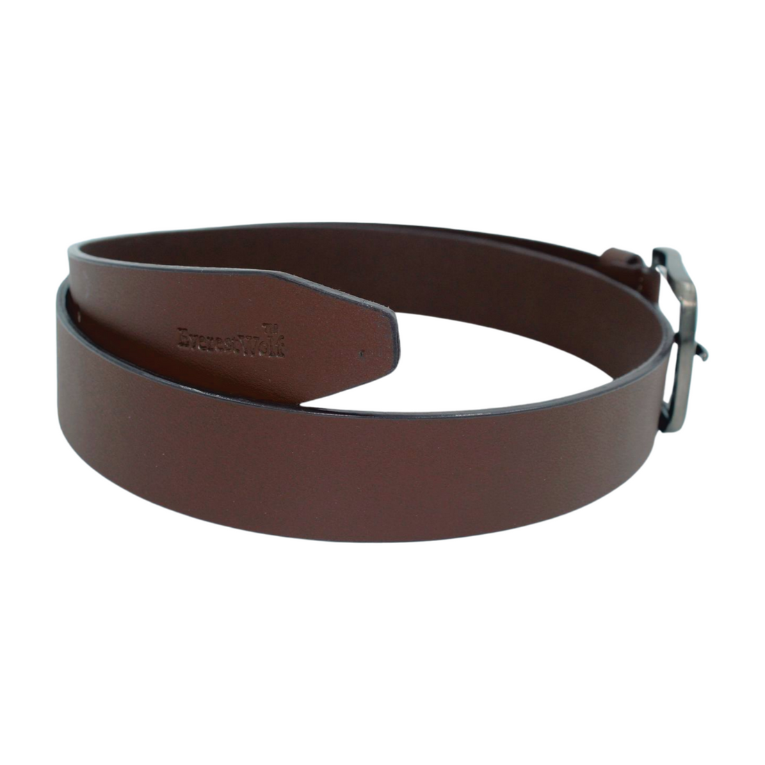 EverestWolf Premium Brown Smooth Finish Leather Belt with Dark Silver Buckle