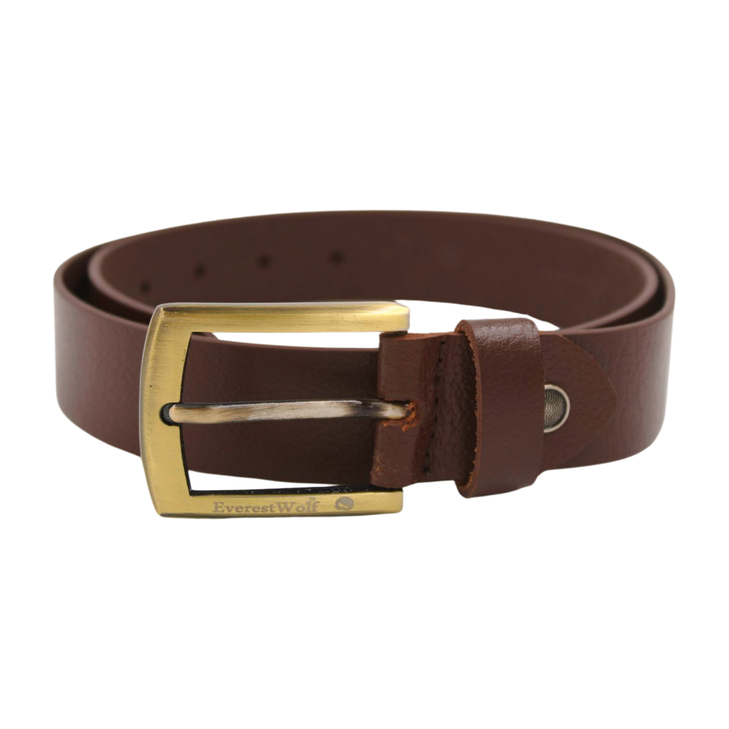 EverestWolf Grandeur snaky Brown Leather Belt with Golden Buckle