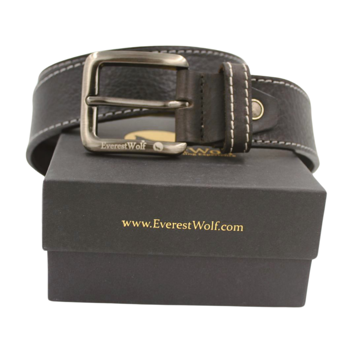 EverestWolf PureEclat Designer Leather Belt with Grey Buckle