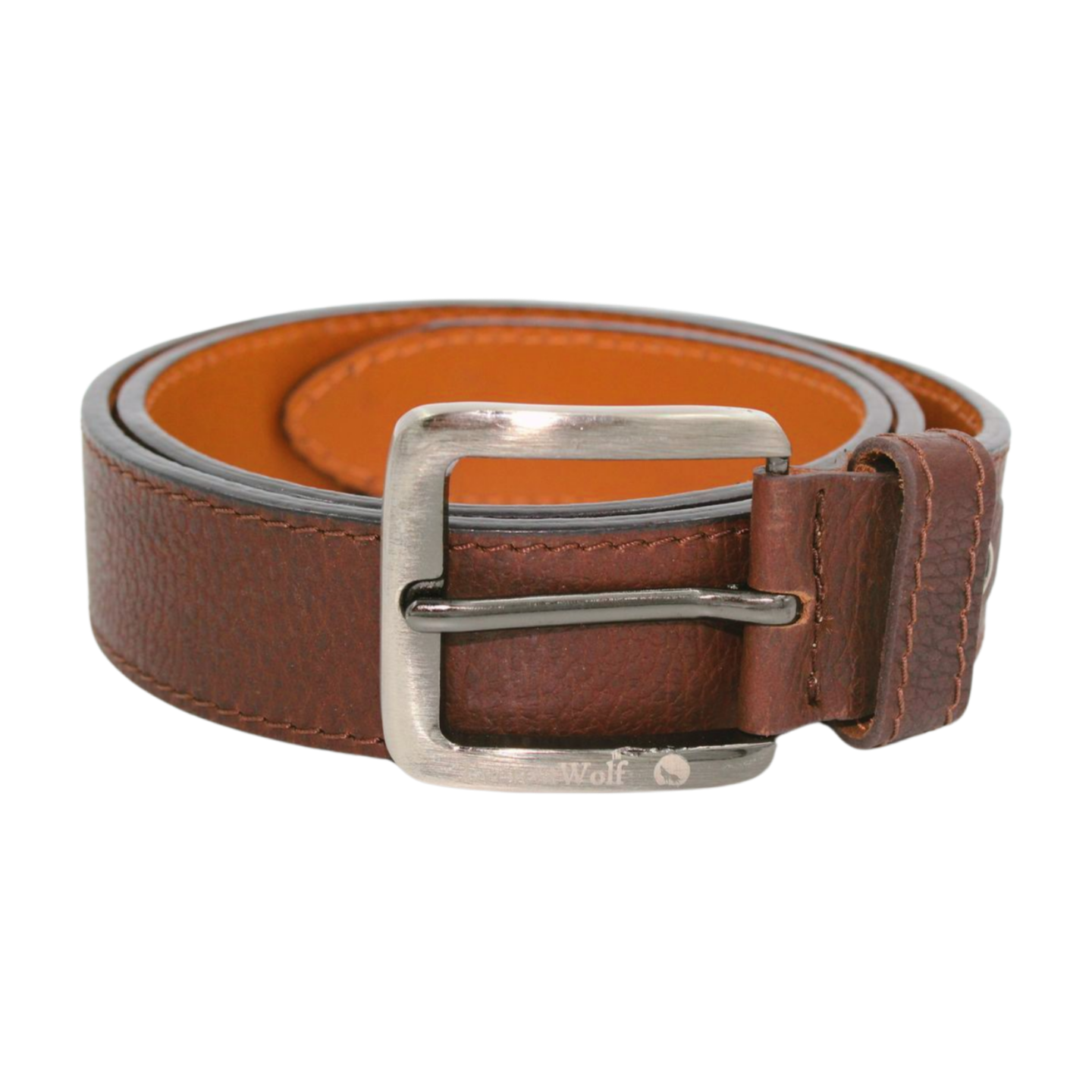 EverestWolf Pinnacle crafted Brown Leather Belt with Midnight silver Buckle