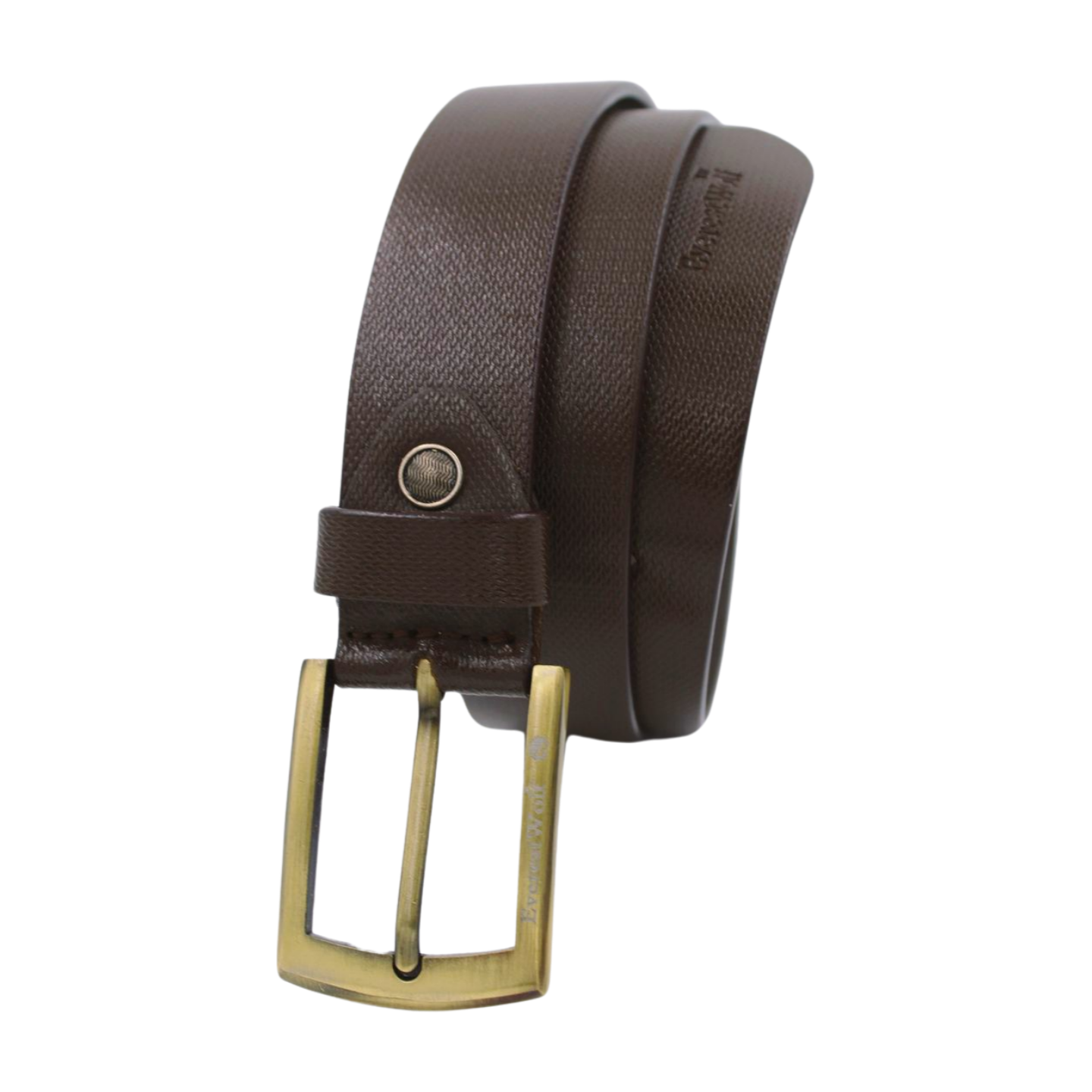 EverestWolf Lazerr Brown Leather Belt with Premium Golden Buckle