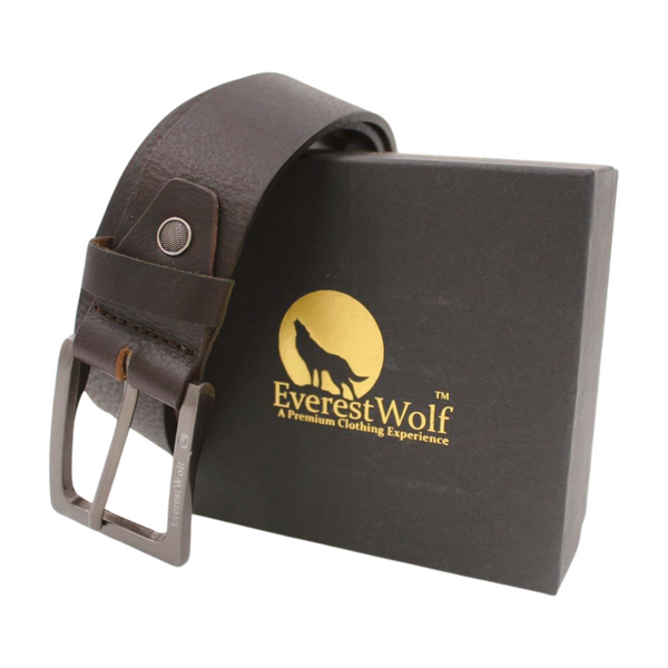 EverestWolf Epoch Designer Tan Leather Belt with Grey Buckle