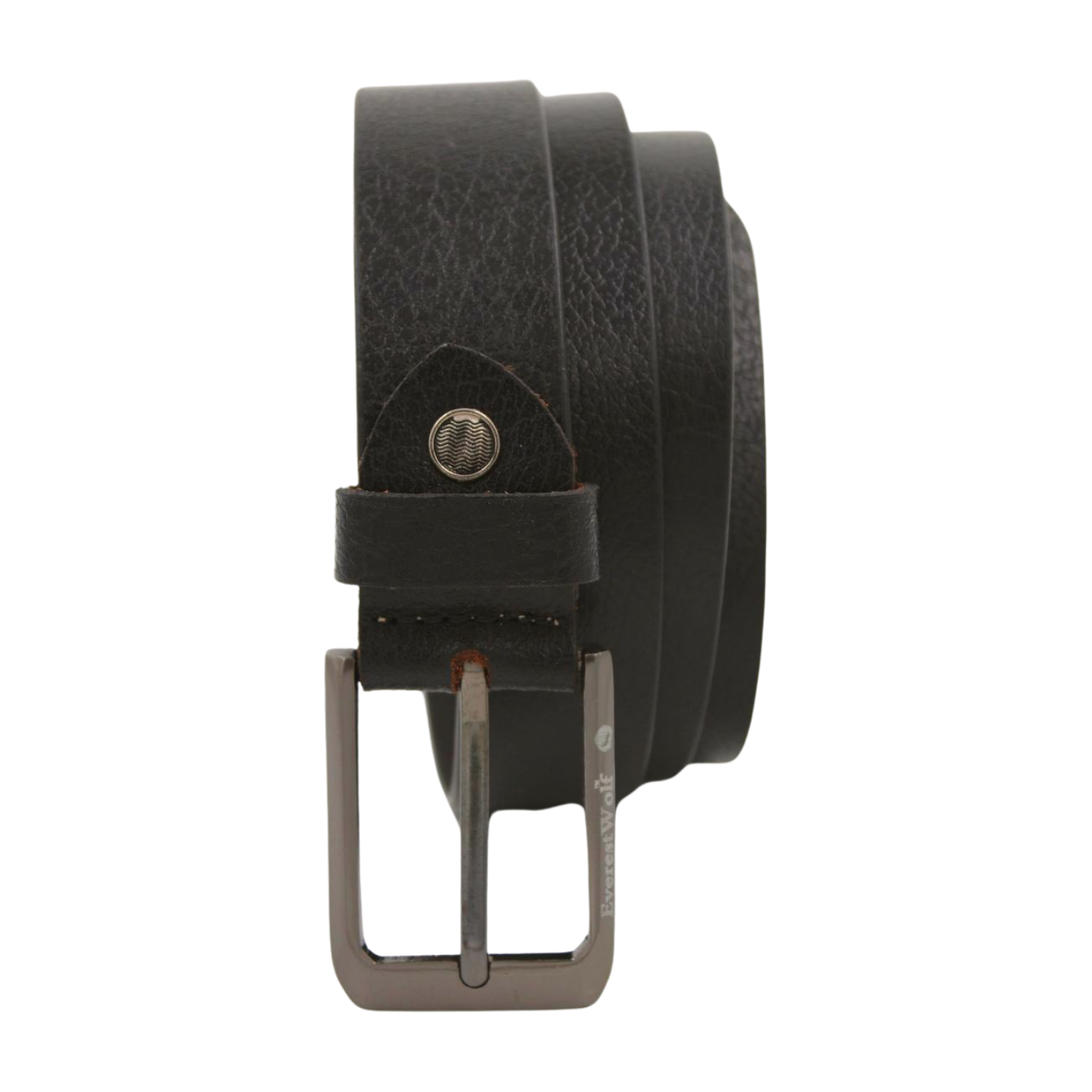 EverestWolf Zenith Designer Black Leather Belt with Grey Buckle