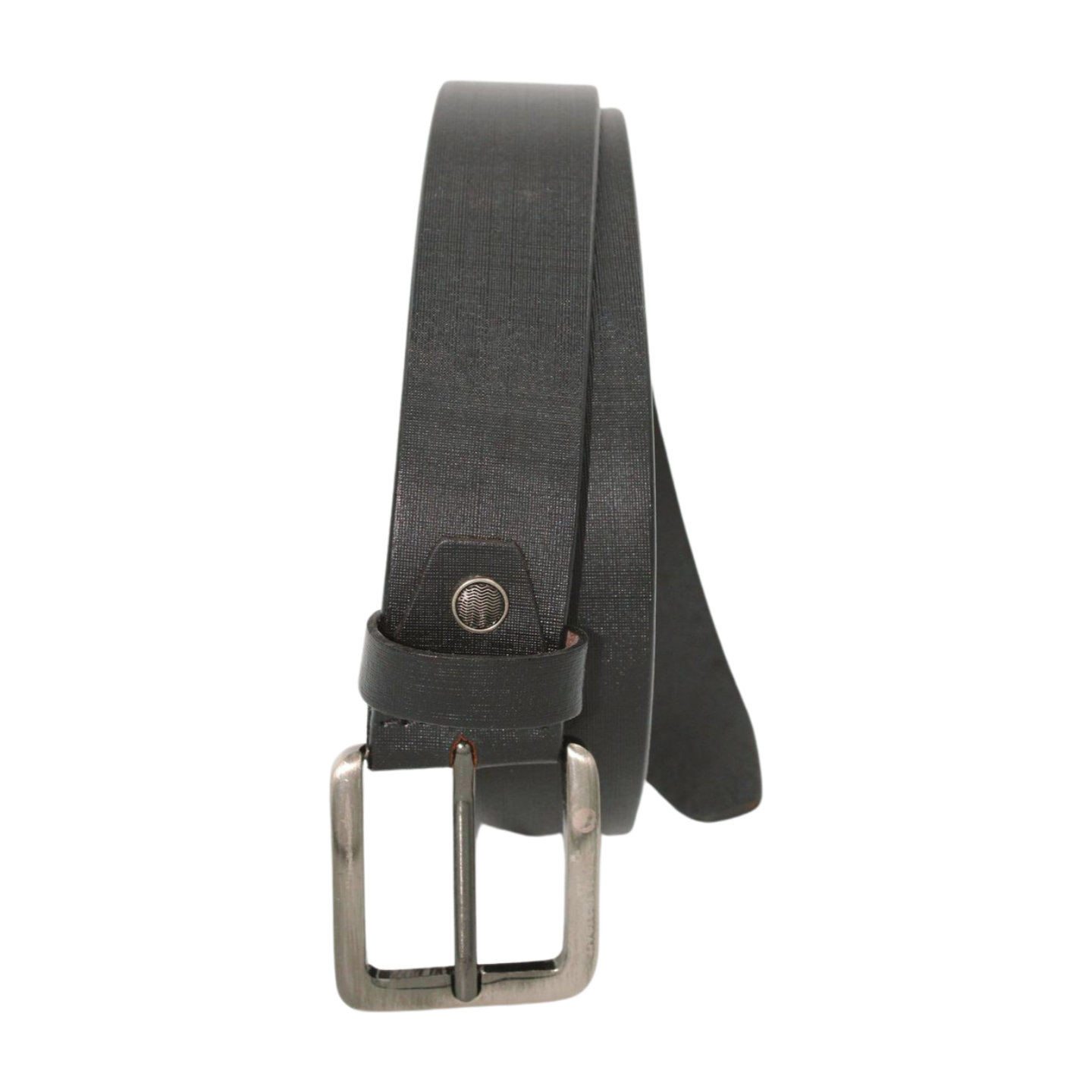 EverestWolf Opulent Textured Black Leather Belt with Grey Buckle