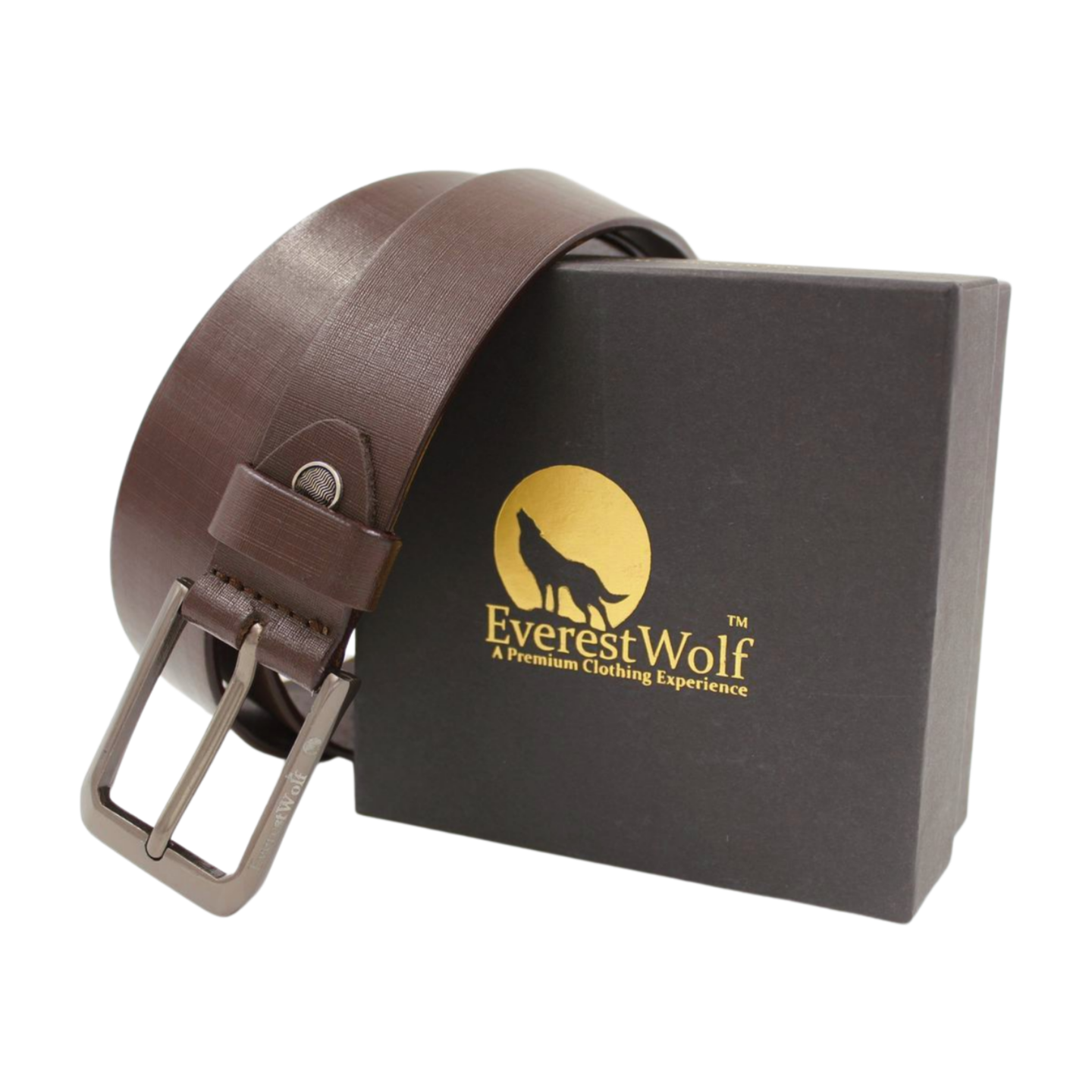 EverestWolf Havoc Leather Belt with midnight Silver Buckle