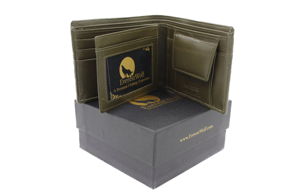 EverestWolf RoyalRivet Premium Dark Green Soft-Touch Leather Wallet