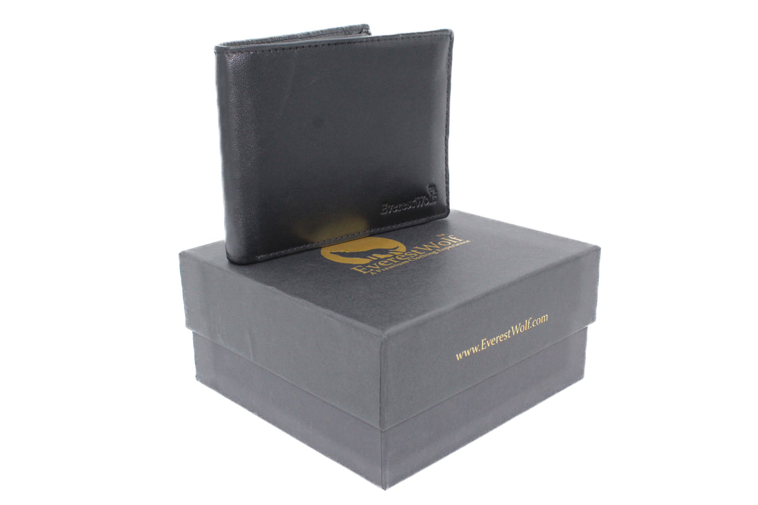 EverestWolf NoirCraft Black Smooth Textured Wallet