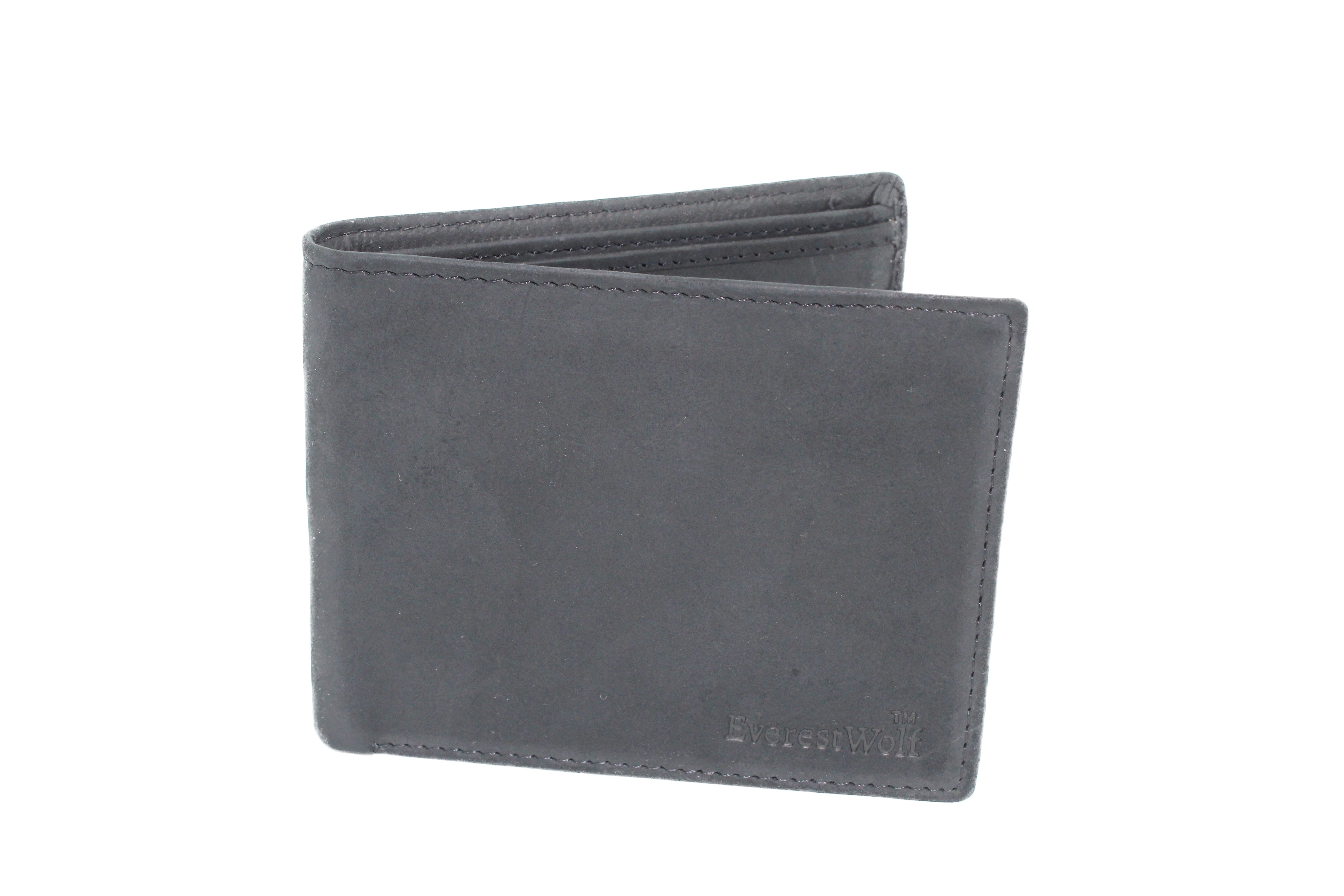 EverestWolf EliteEstate Premium Black Soft-Touch Leather Wallet