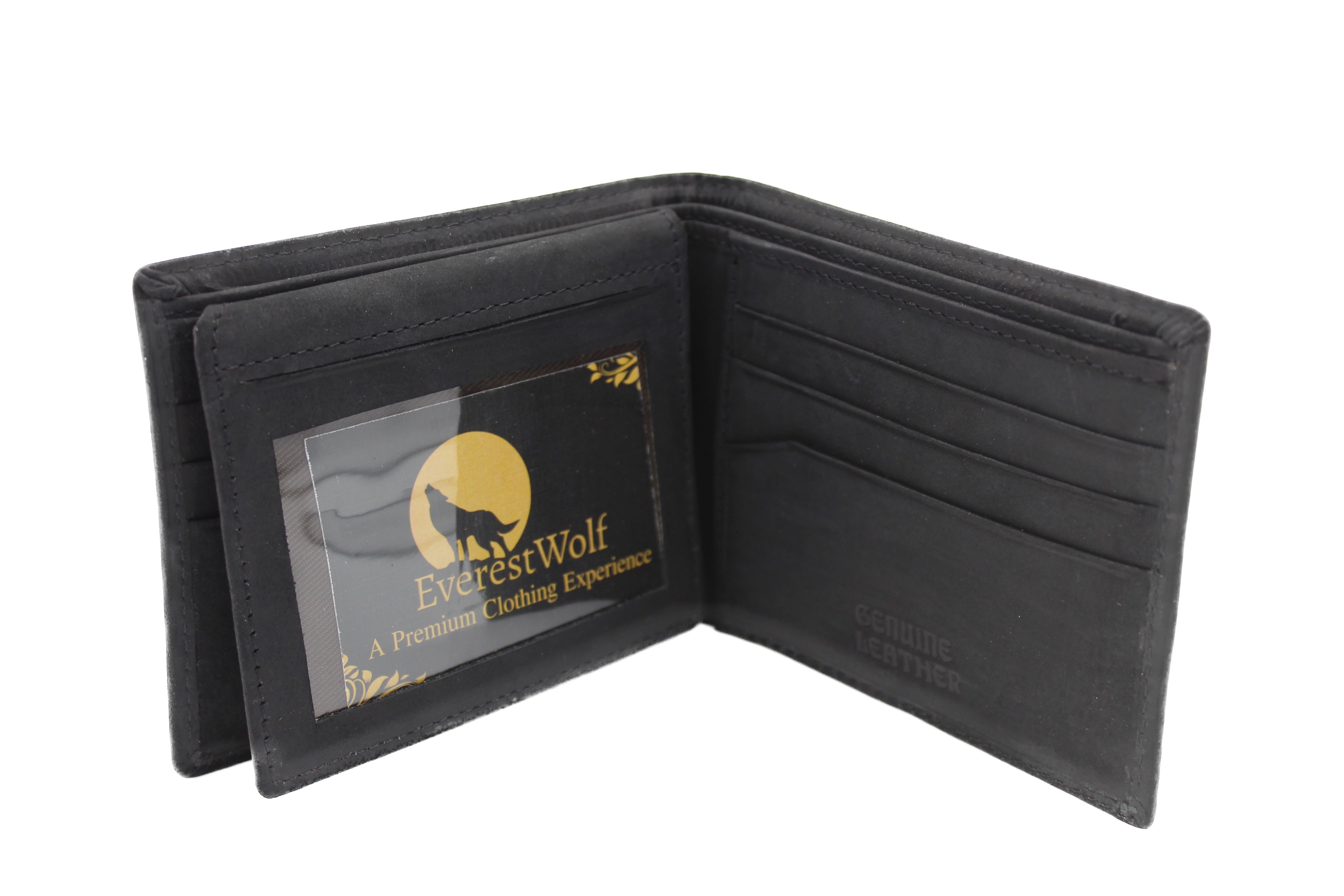 EverestWolf EliteEstate Premium Black Soft-Touch Leather Wallet