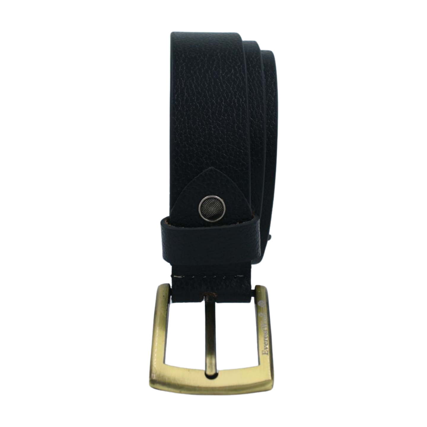 EverestWolf DarkEclipse Black Textured Premium Leather Belt with Golden Buckle