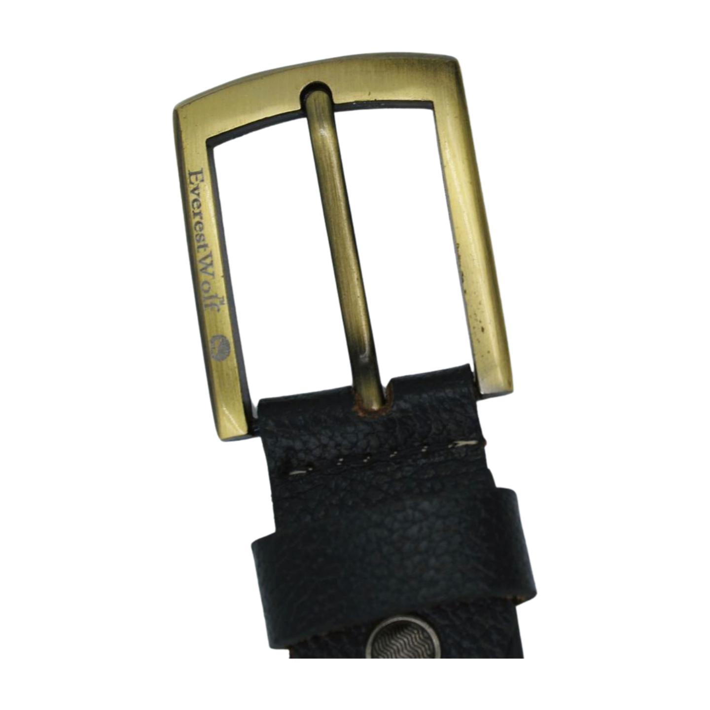 EverestWolf DarkEclipse Black Textured Premium Leather Belt with Golden Buckle