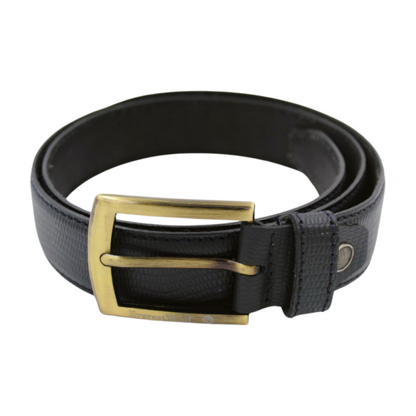 EverestWolf VenomVibe Black Premium Leather Belt with Golden Buckle