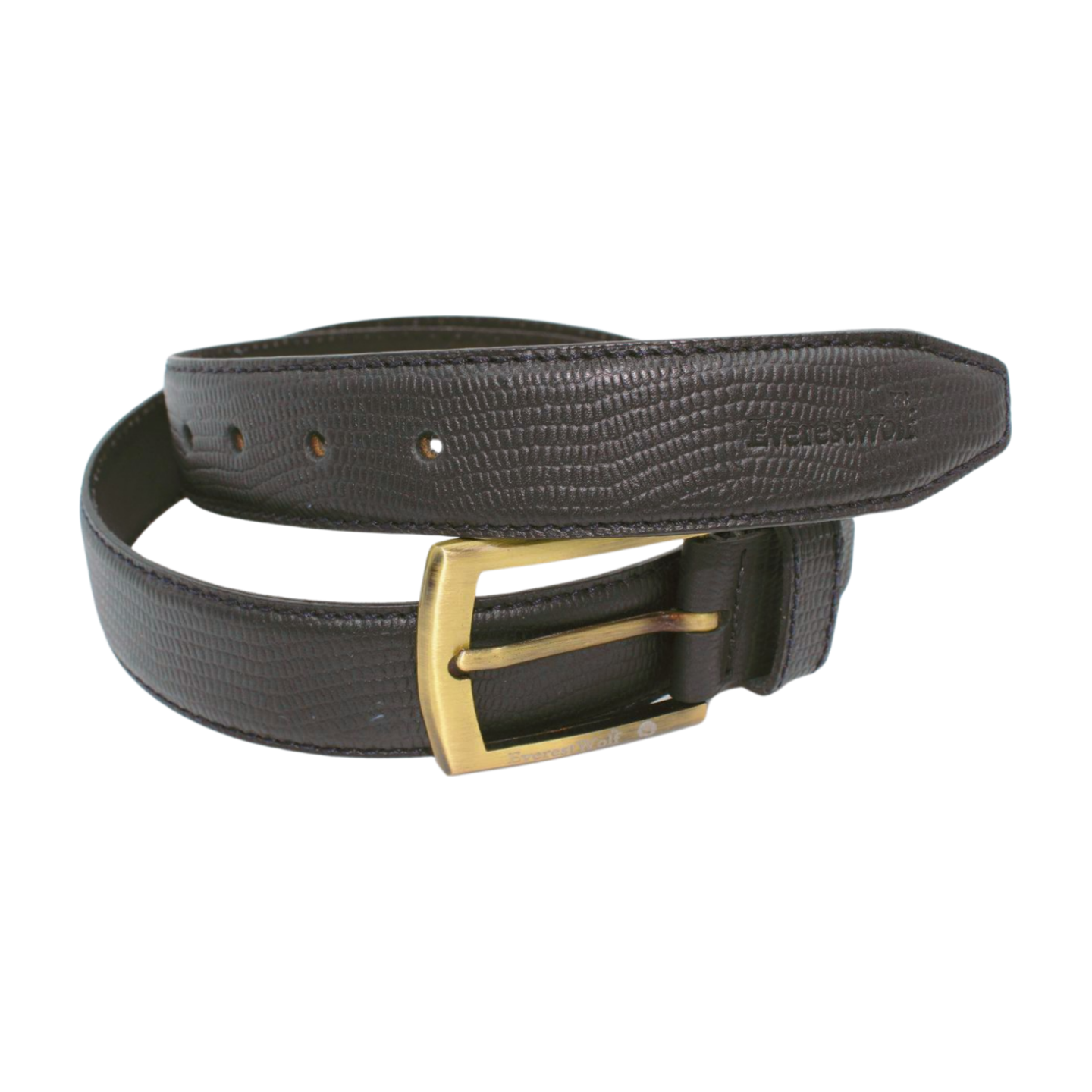 EverestWolf VenomVibe Black Premium Leather Belt with Golden Buckle