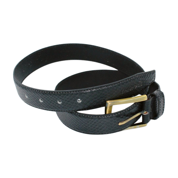 EverestWolf CobraCraft Black Designer Leather Belt with Golden Buckle