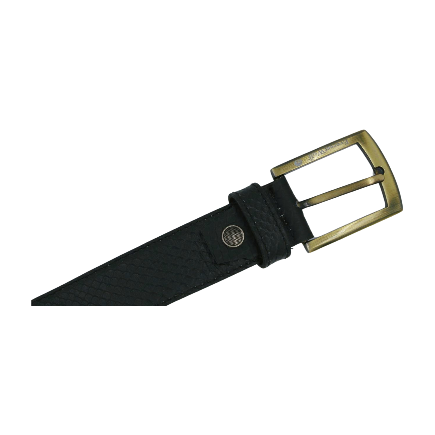 EverestWolf CobraCraft Black Designer Leather Belt with Golden Buckle