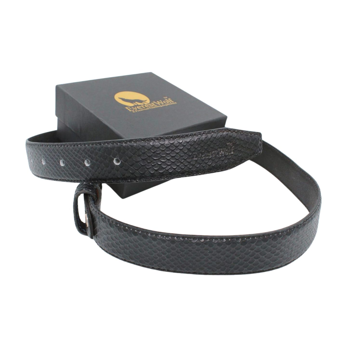 EverestWolf CobraCraft Black Designer Leather Belt with Golden Buckle