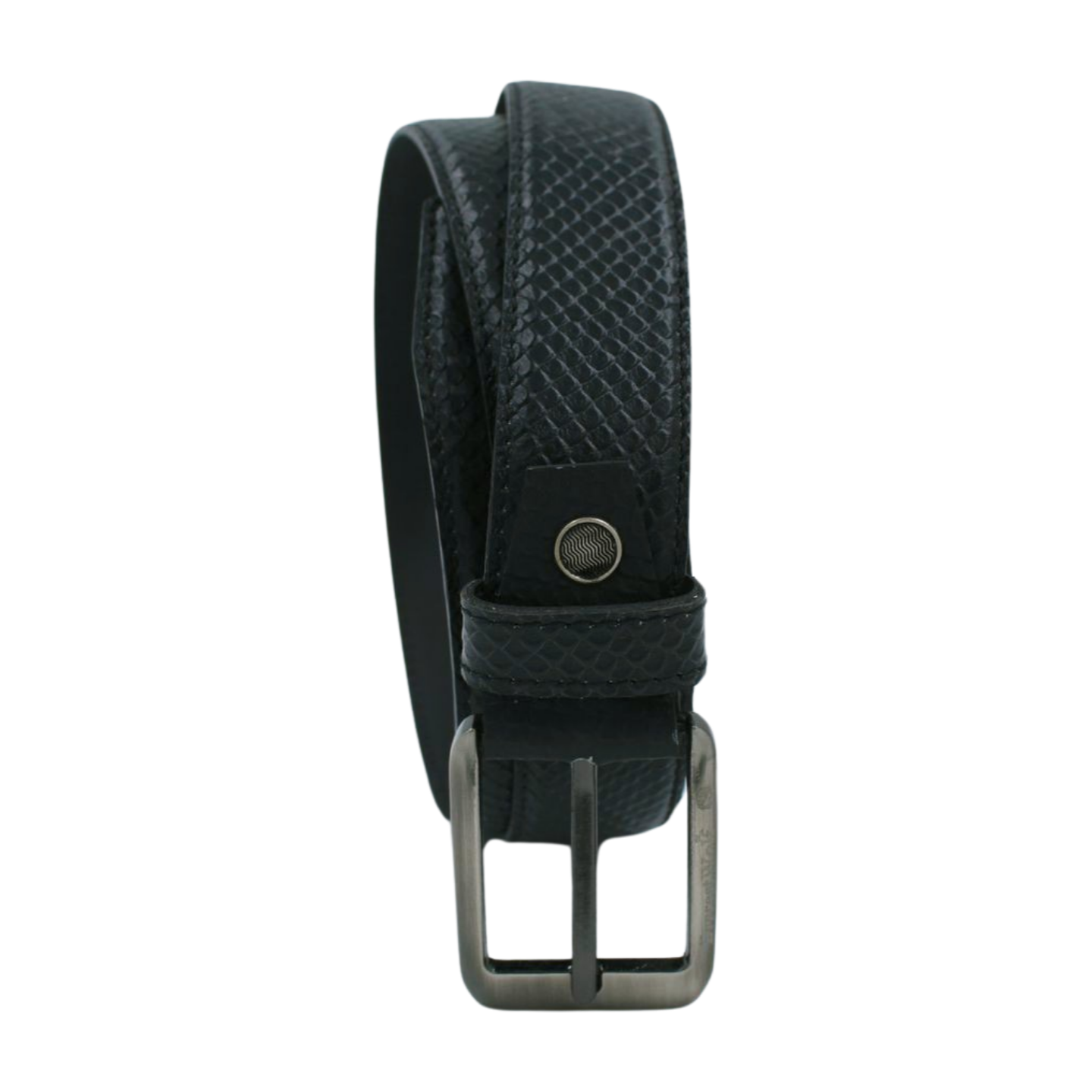 EverestWolf CobraCrown Black Premium Designer Leather Belt with Grey Buckle