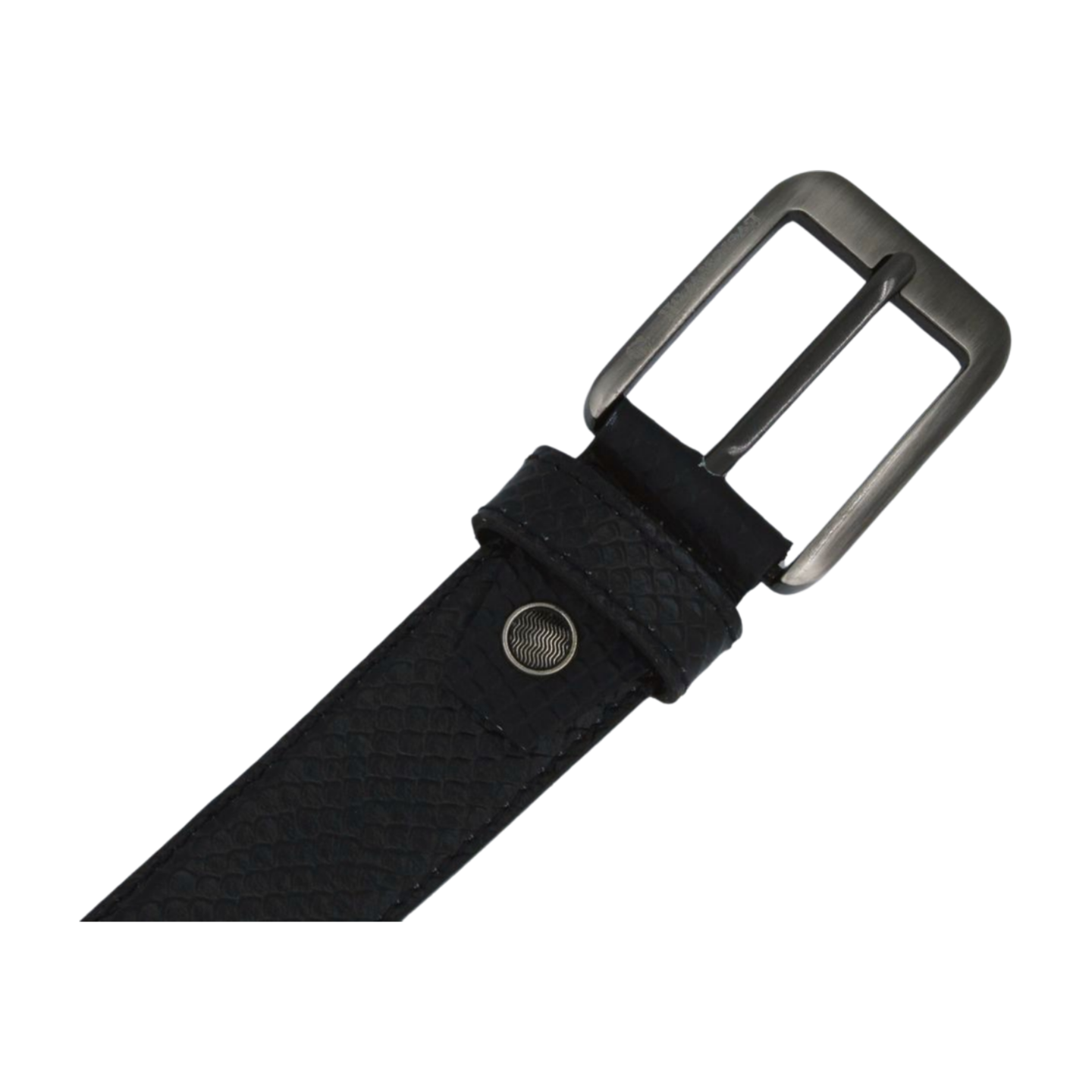 EverestWolf CobraCrown Black Premium Designer Leather Belt with Grey Buckle