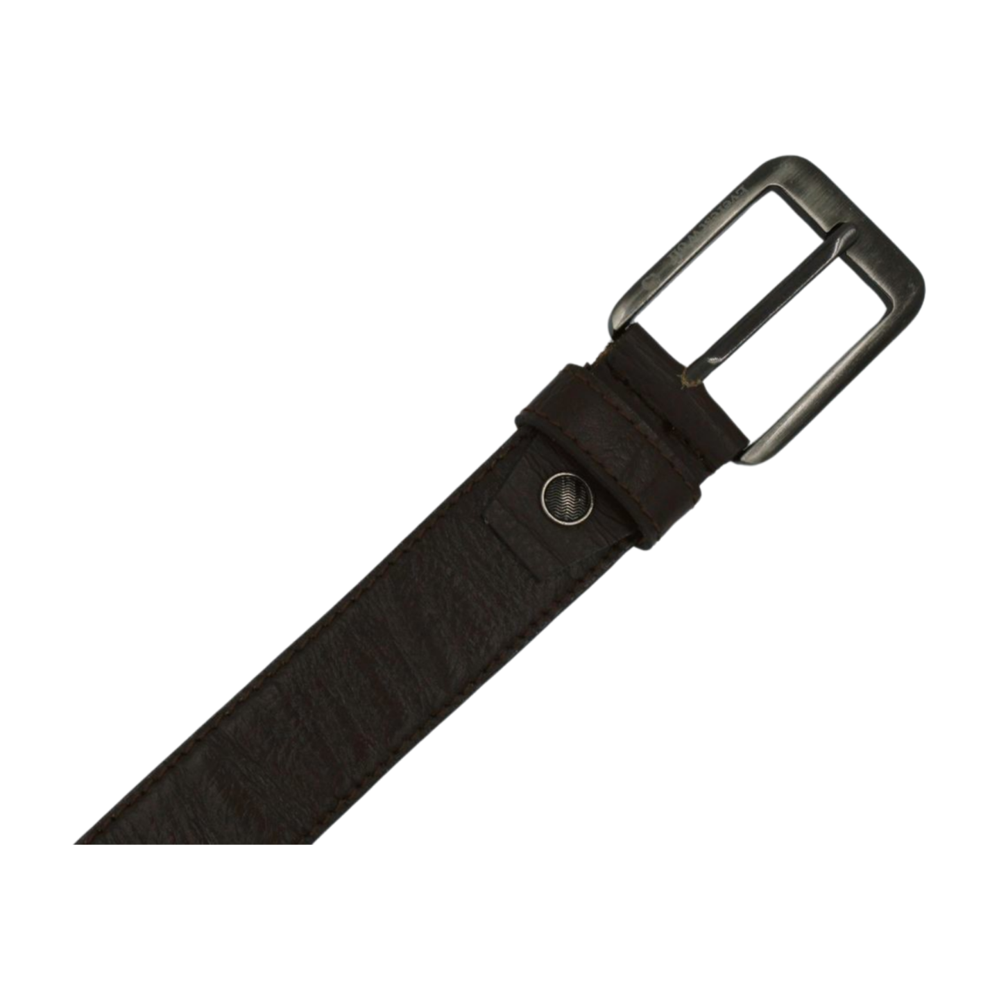 EverestWolf EliteTannery Brown Textured Leather Belt with Dark Silver Buckle