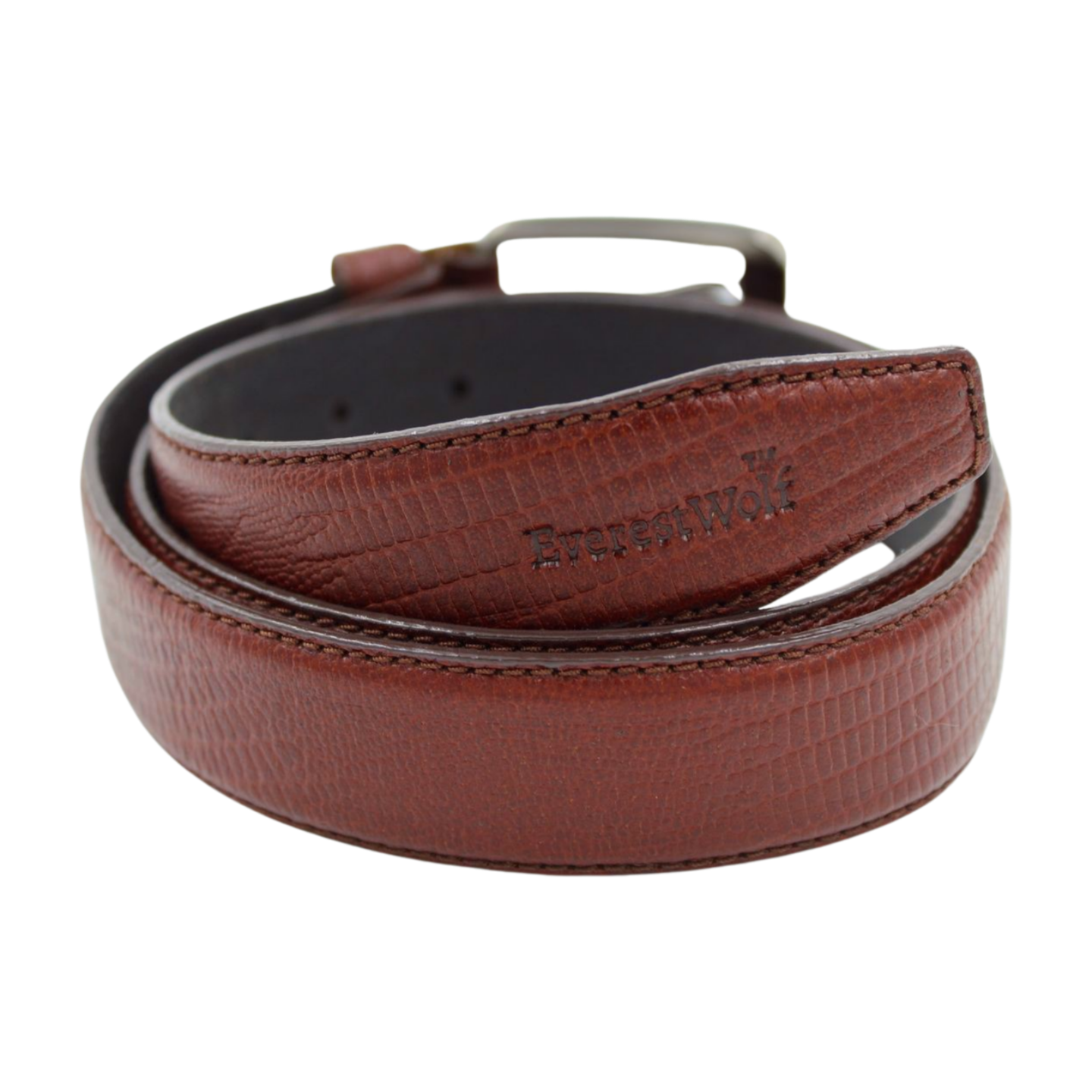 EverestWolf Copper Crown Premium Tan Textured Leather Belt with Golden Buckle