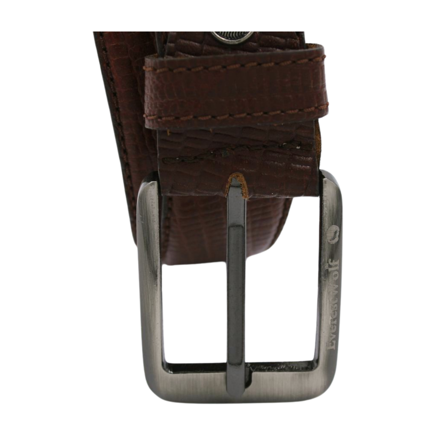 EverestWolf Copper Crown Premium Tan Textured Leather Belt with Dark Silver Buckle