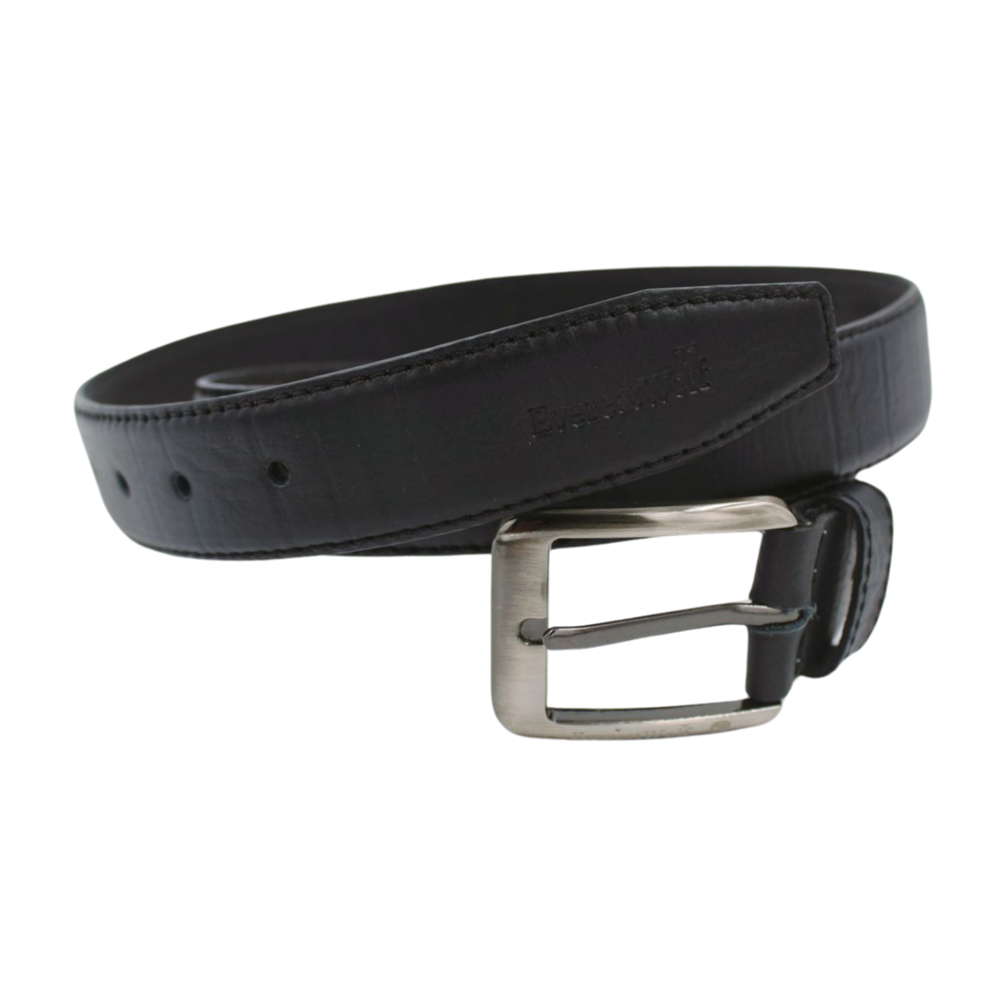 EverestWolf NobleHide Black Designer Leather Belt with Silver Buckle