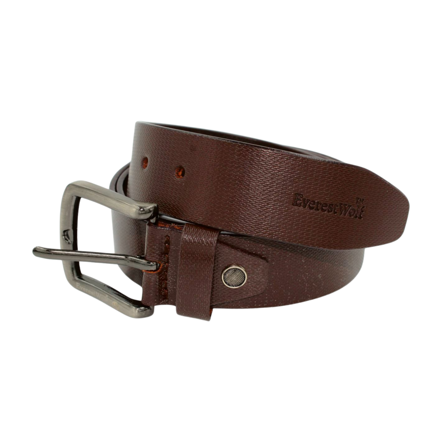 EverestWolf BrownViper Premium Tan Textured Leather Belt with Dark Silver Buckle