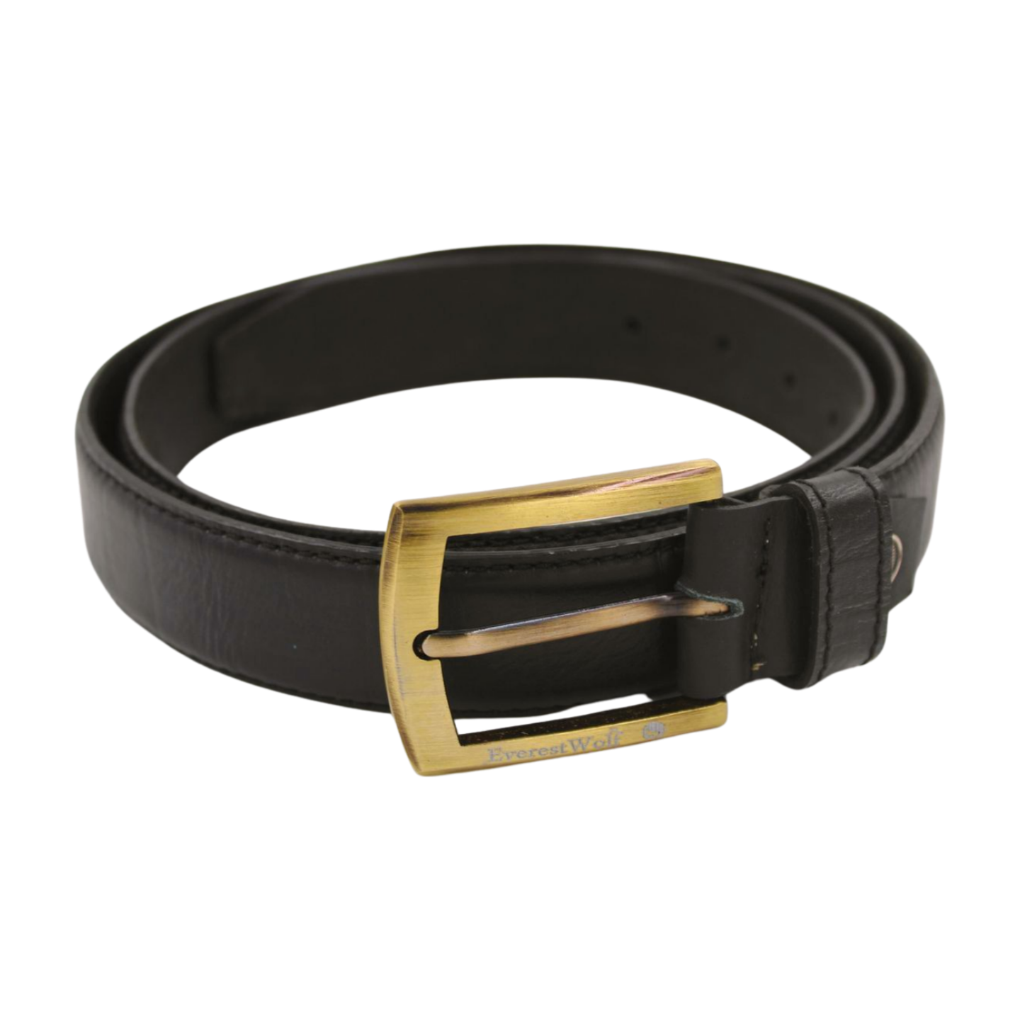 EverestWolf PrimeGrip Black Leather Belt with Golden Buckle
